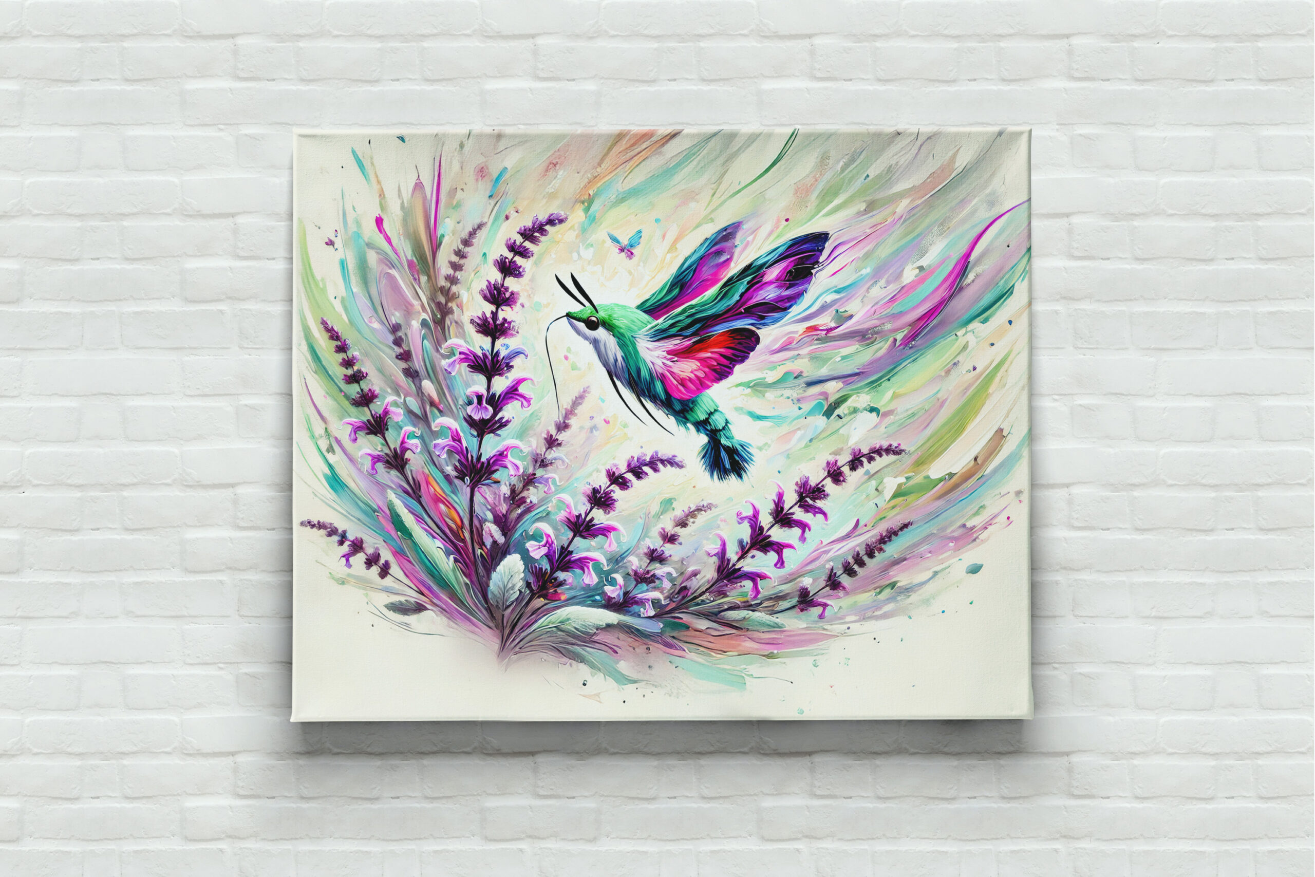 raxxa Canva: Hummingbird Hawk-Moth with Sage in Oil Painting – Bild 3