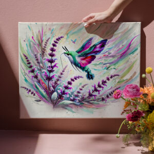 raxxa Canva: Hummingbird Hawk-Moth with Sage in Oil Painting