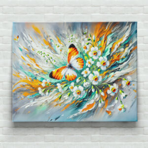 raxxa Canva: Orange Tip Butterfly with Daffodils in Oil Painting