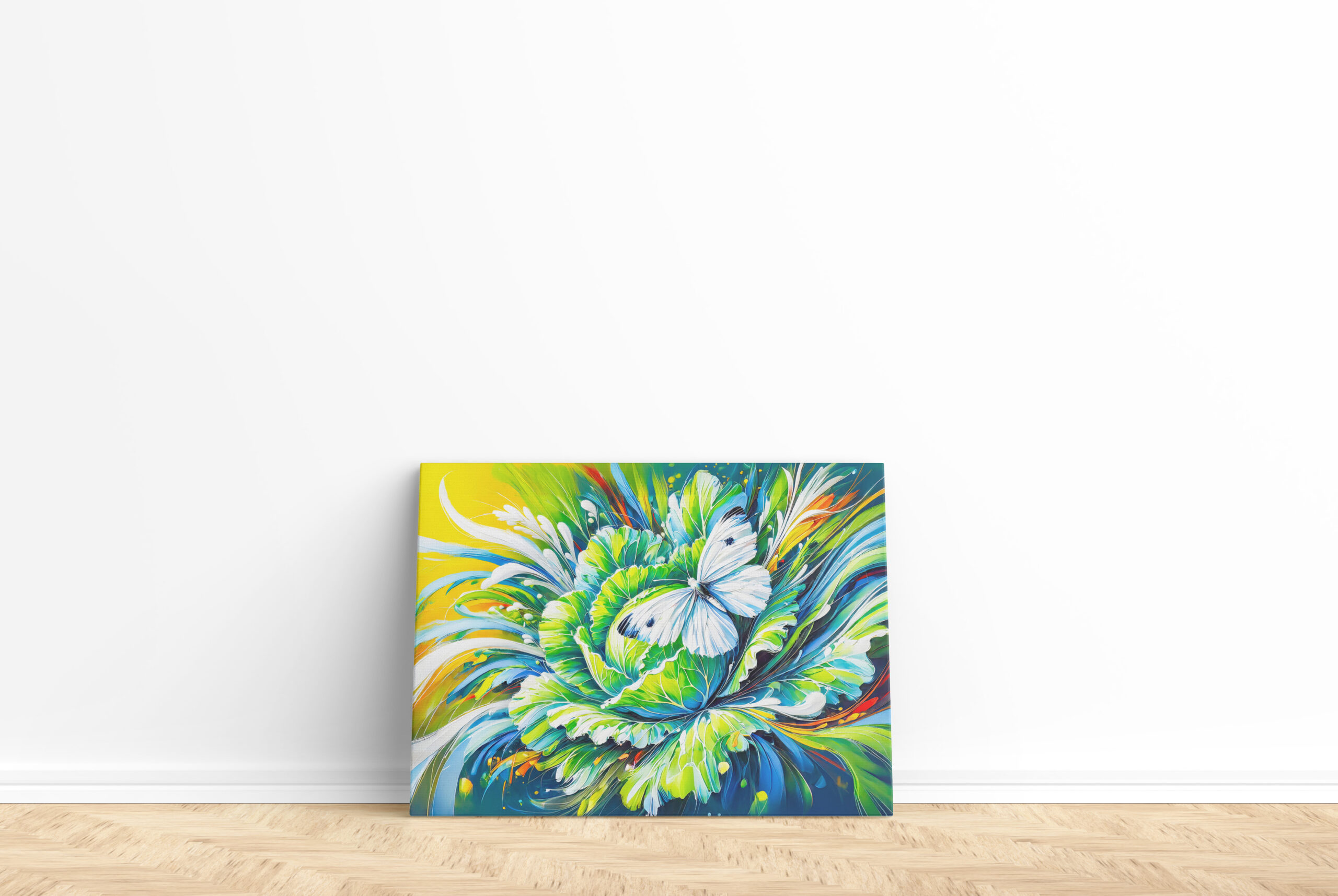 raxxa Canva: Cabbage White Butterfly on Cabbage in Oil Painting – Bild 2