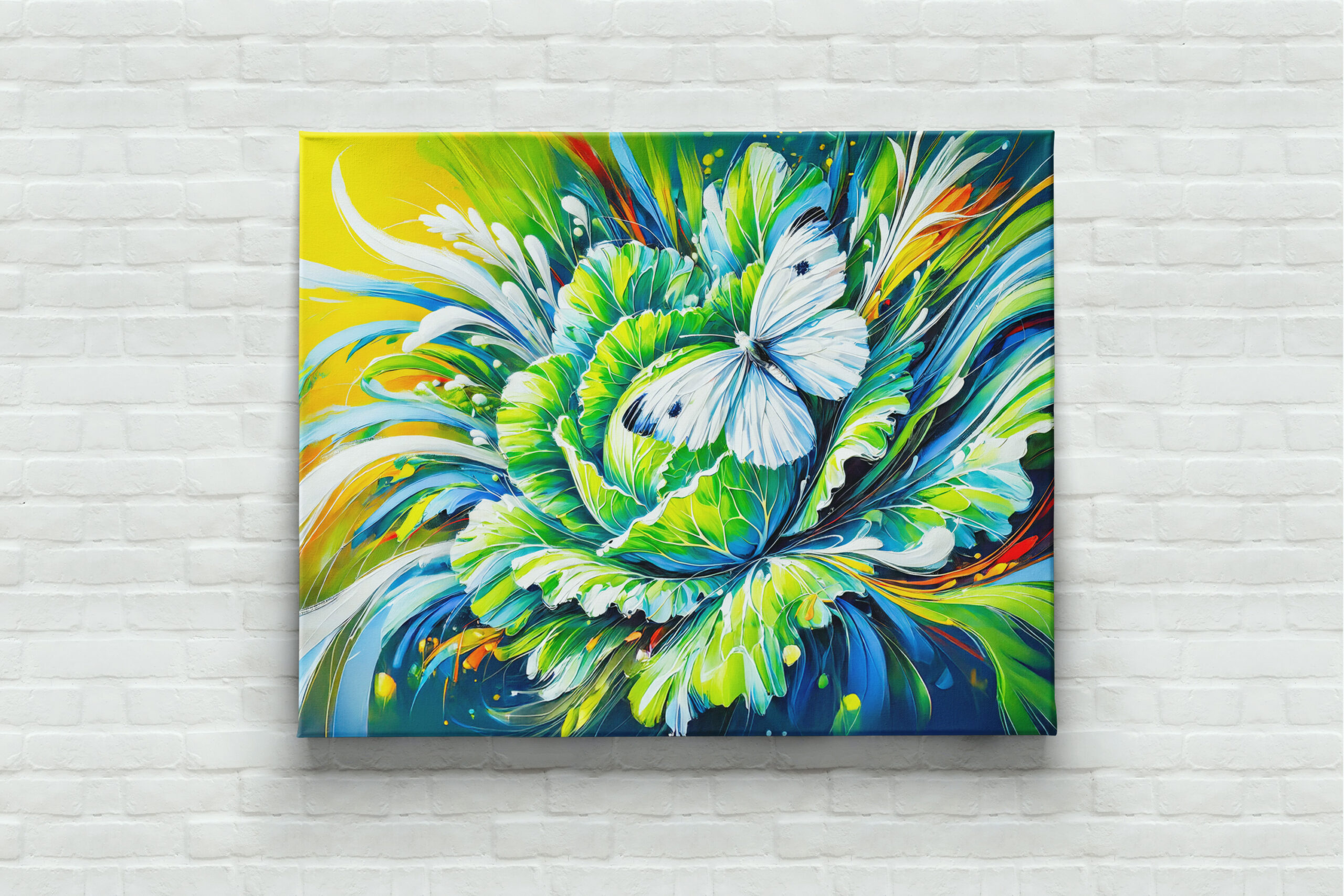 raxxa Canva: Cabbage White Butterfly on Cabbage in Oil Painting – Bild 3