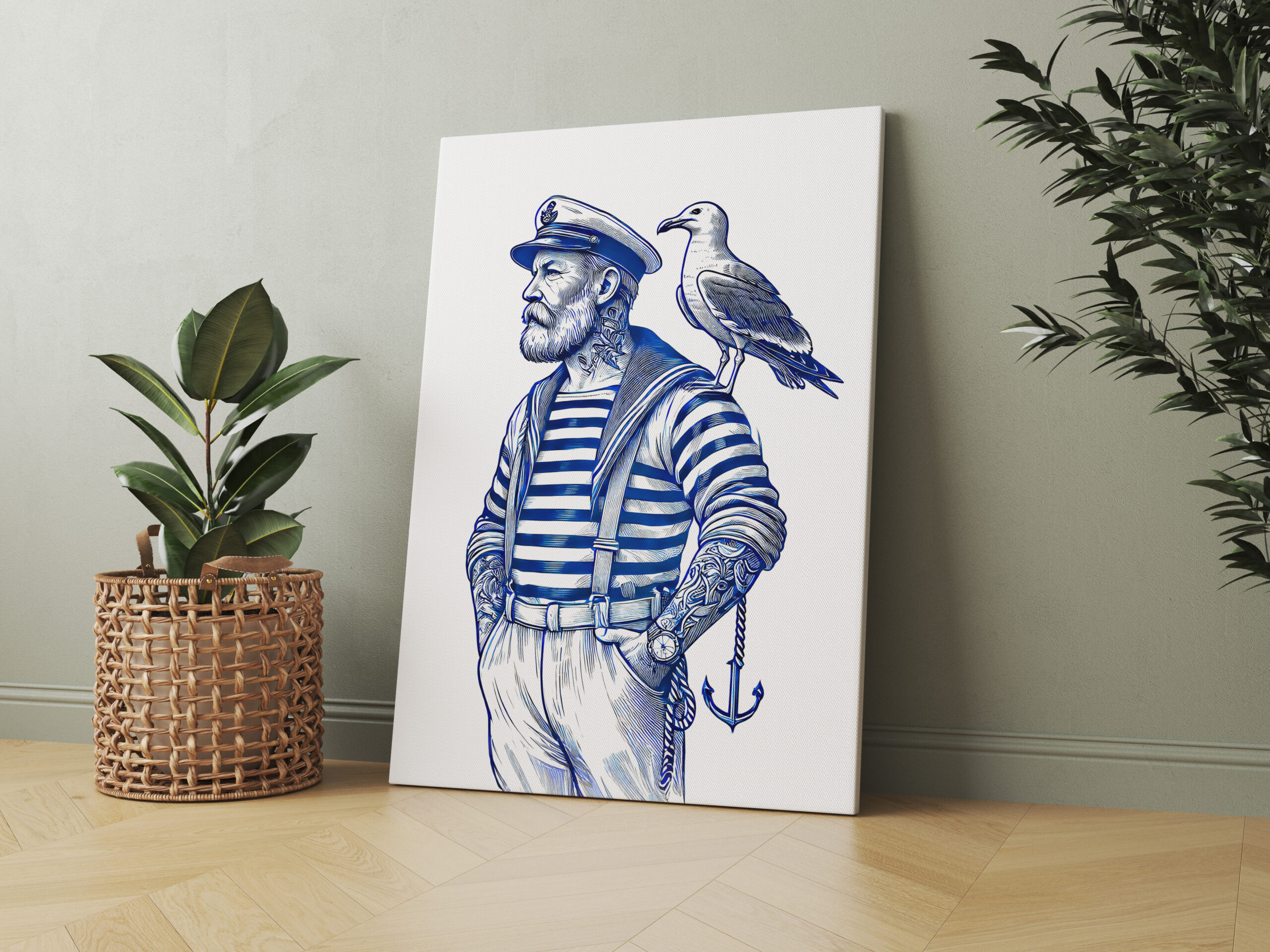 raxxa Canva: Vintage Illustration of a Sailor with a Seagull on His Shoulder – Image 2