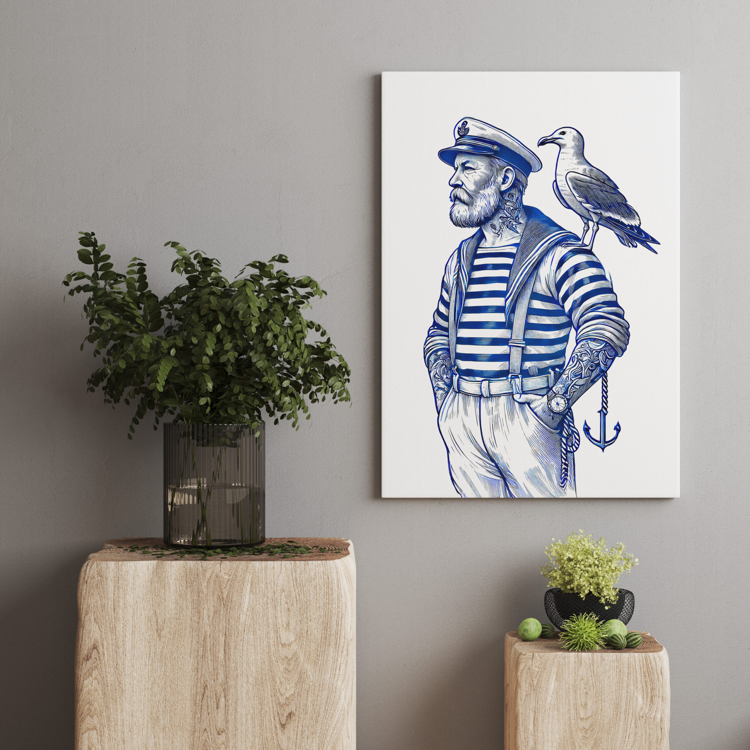 raxxa Canva: Vintage Illustration of a Sailor with a Seagull on His Shoulder – Image 3