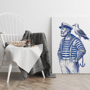 raxxa Canva: Vintage Illustration of a Sailor with a Seagull on His Shoulder