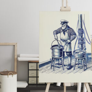 raxxa Canva: Vintage Illustration of a Sailor Cooking Fish Soup