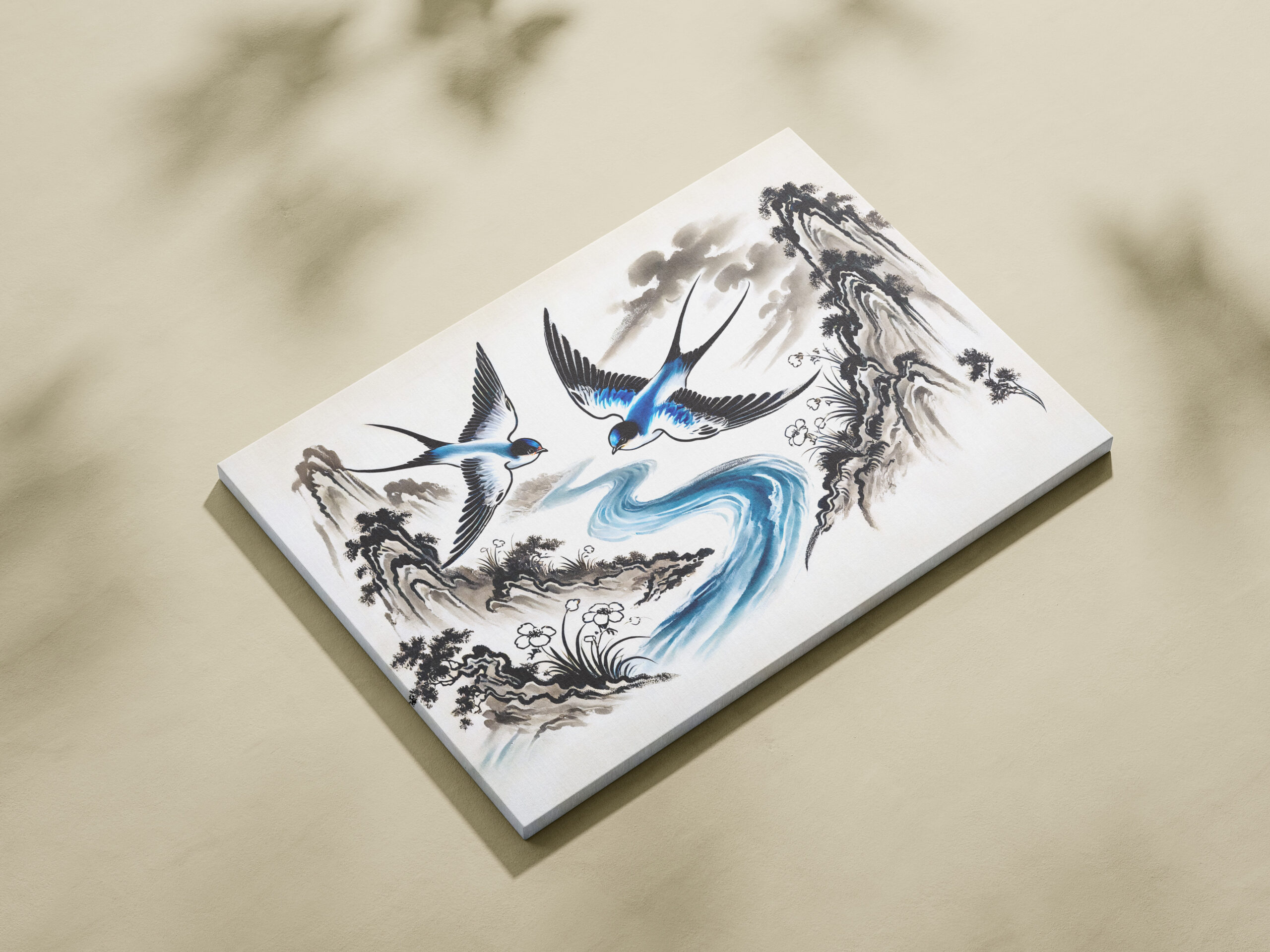 raxxa Canva: Swallows Soaring Through the Sky in Chinese Ink Painting – Bild 2