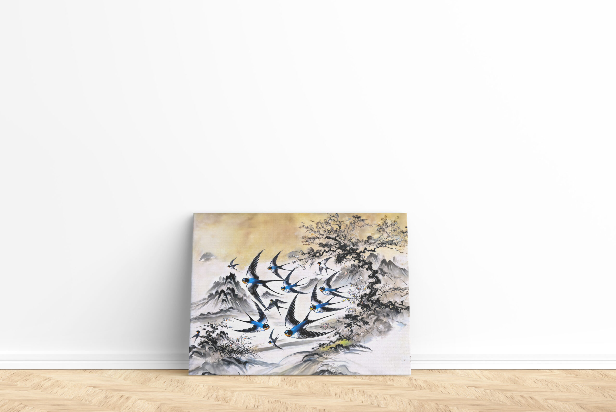 raxxa Canva: Swallows Soaring Through the Sky in Chinese Ink Painting – Bild 2