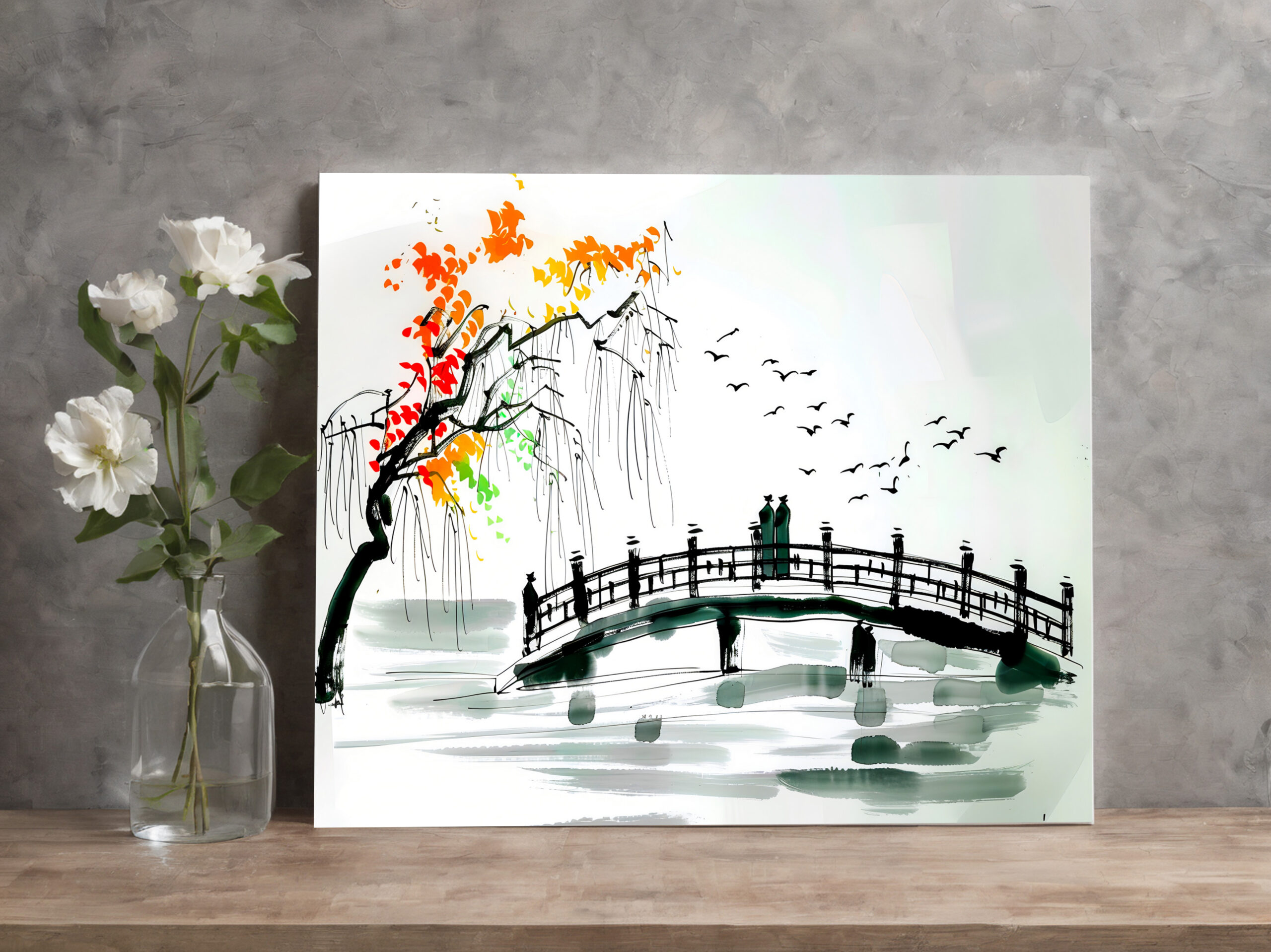 raxxa Canva: Bridge by a Pond in a Tranquil Garden - immagine 2