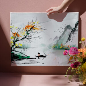 raxxa Canva: Chinese Fisherman on a Mountain Lake