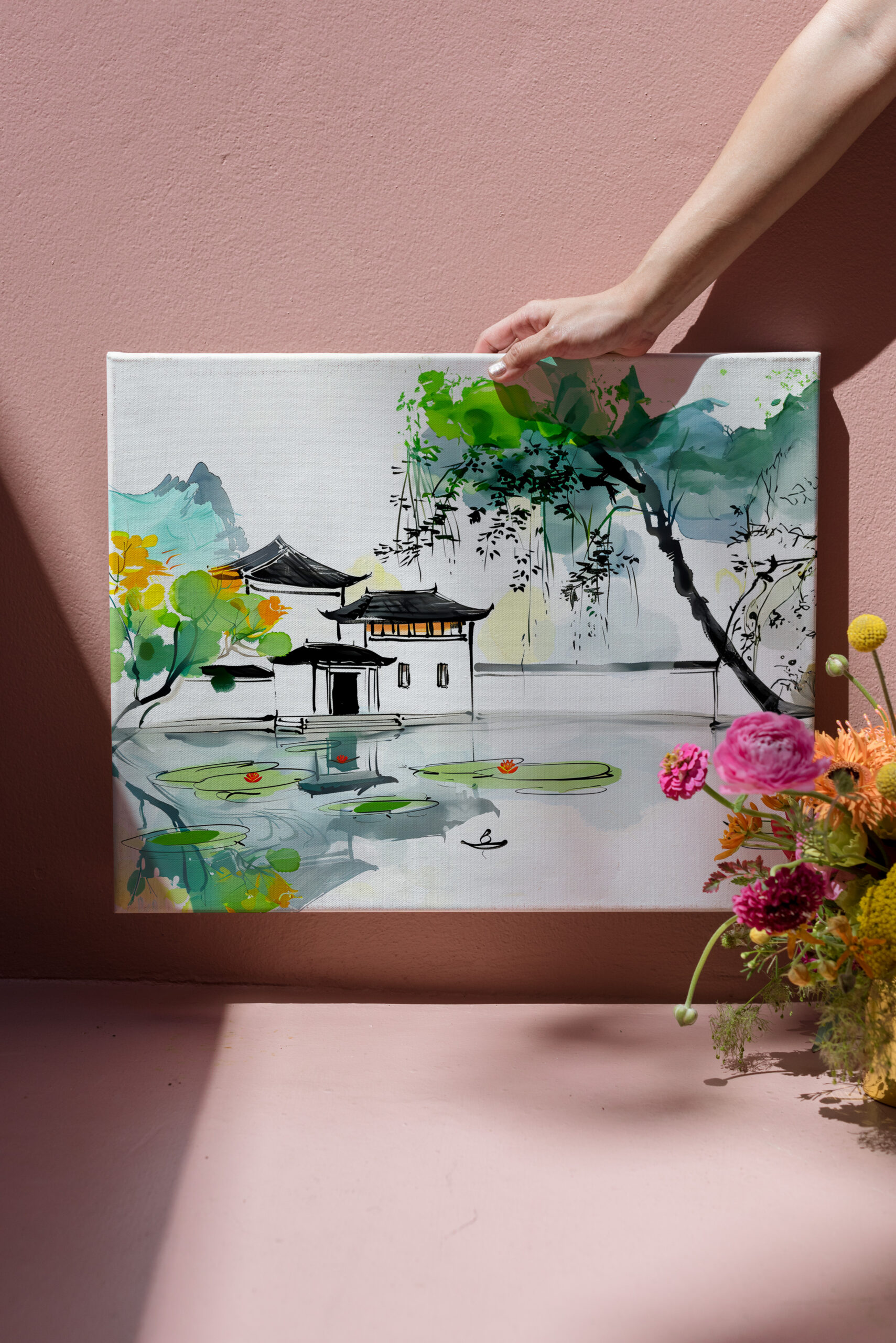 raxxa Canva: Chinese Temple by a Lotus Pond – Bild 3