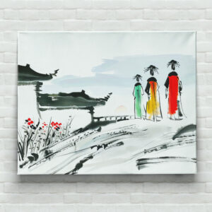 raxxa Canva: Visitors at a Temple Courtyard