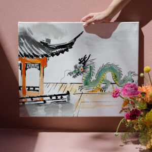 raxxa Canva: Green Chinese Dragon at Temple