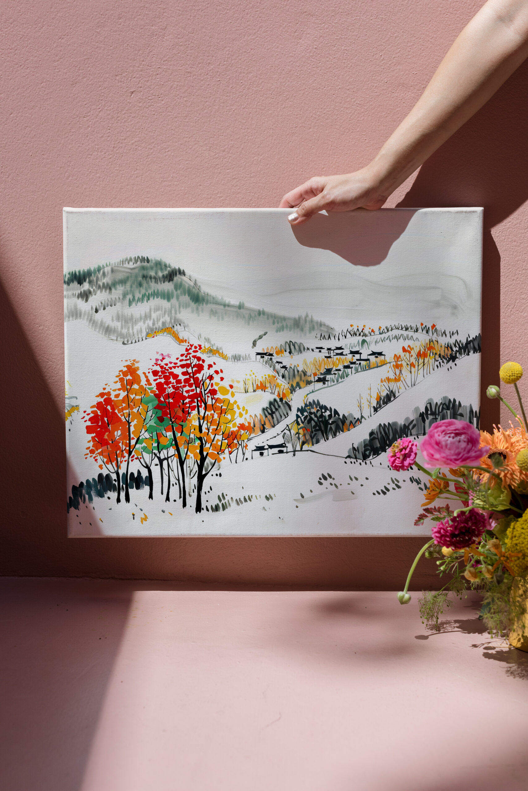 raxxa Canva: Autumn Landscape with Mountain Village