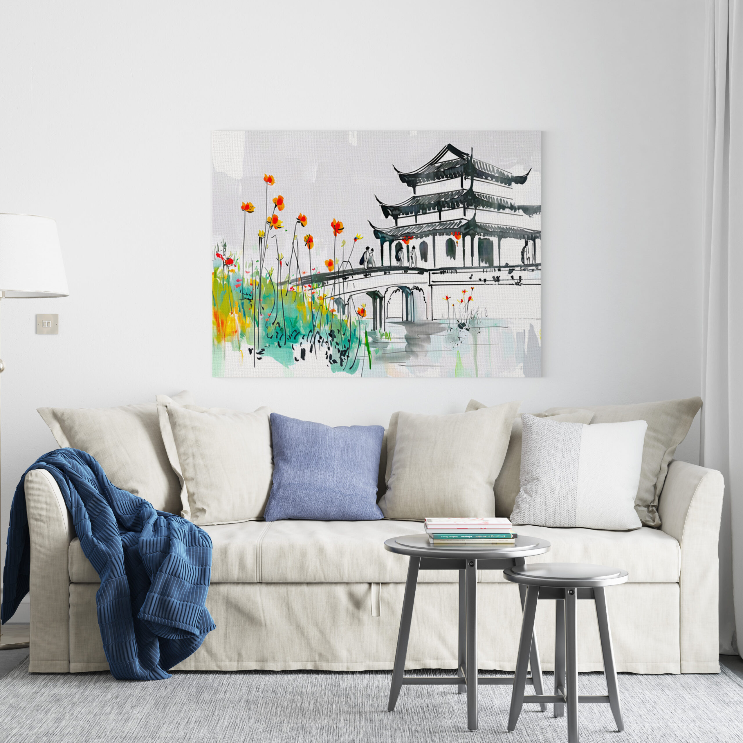 raxxa Canva: Chinese Temple by a Flowering Pond - Image 2