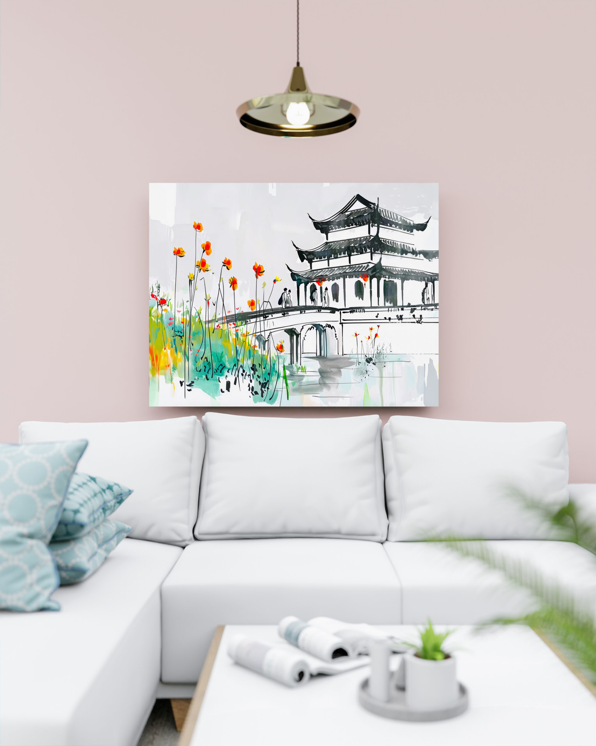 raxxa Canva: Chinese Temple by a Flowering Pond - Image 3