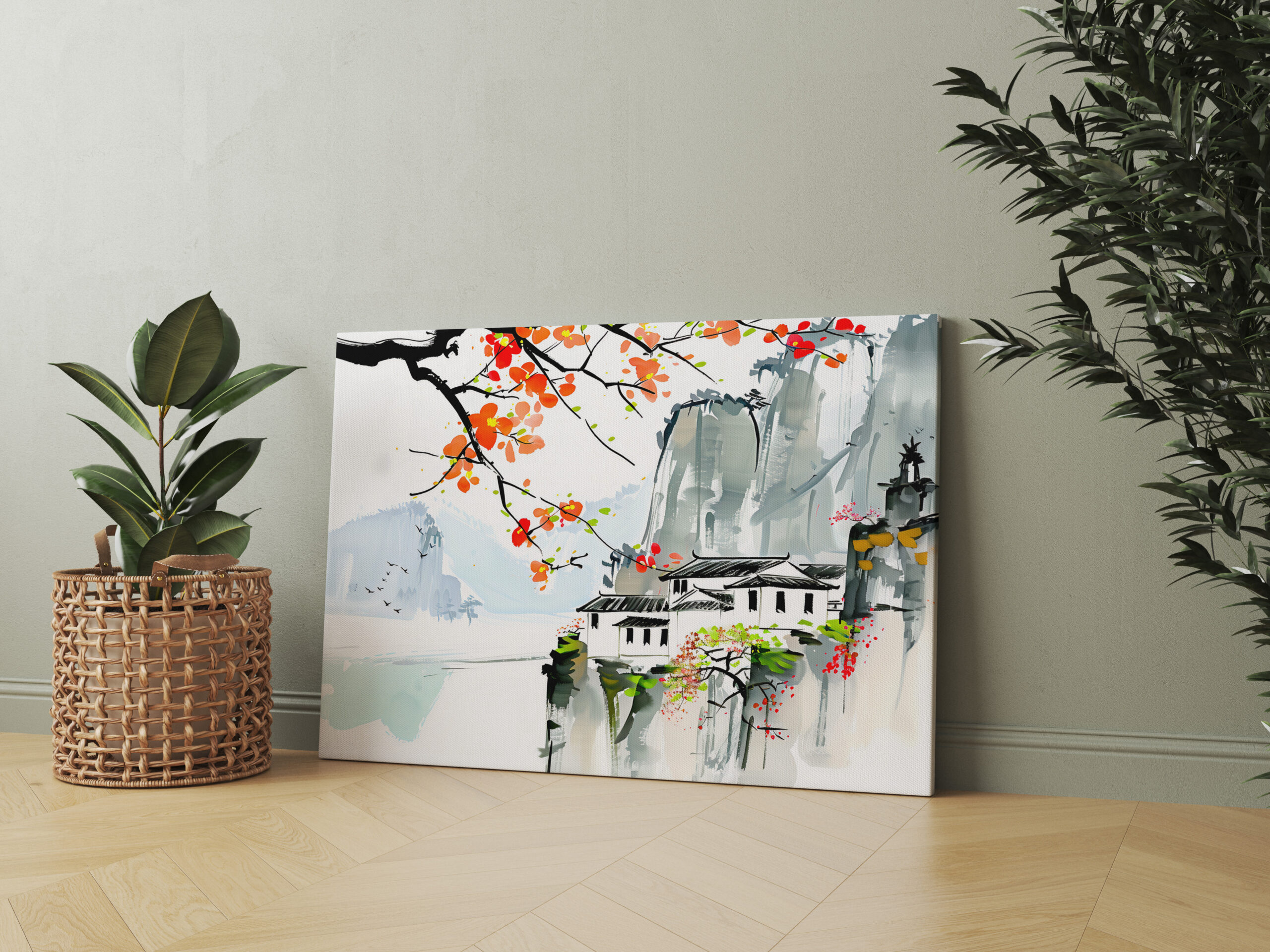 raxxa Canva: Chinese Springtime in a Mountain Village