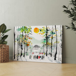 raxxa Canva: Chinese Temple Between Trees at Sunset