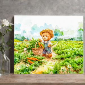raxxa Canva: Teddy Bear Carrying a Basket of Carrots