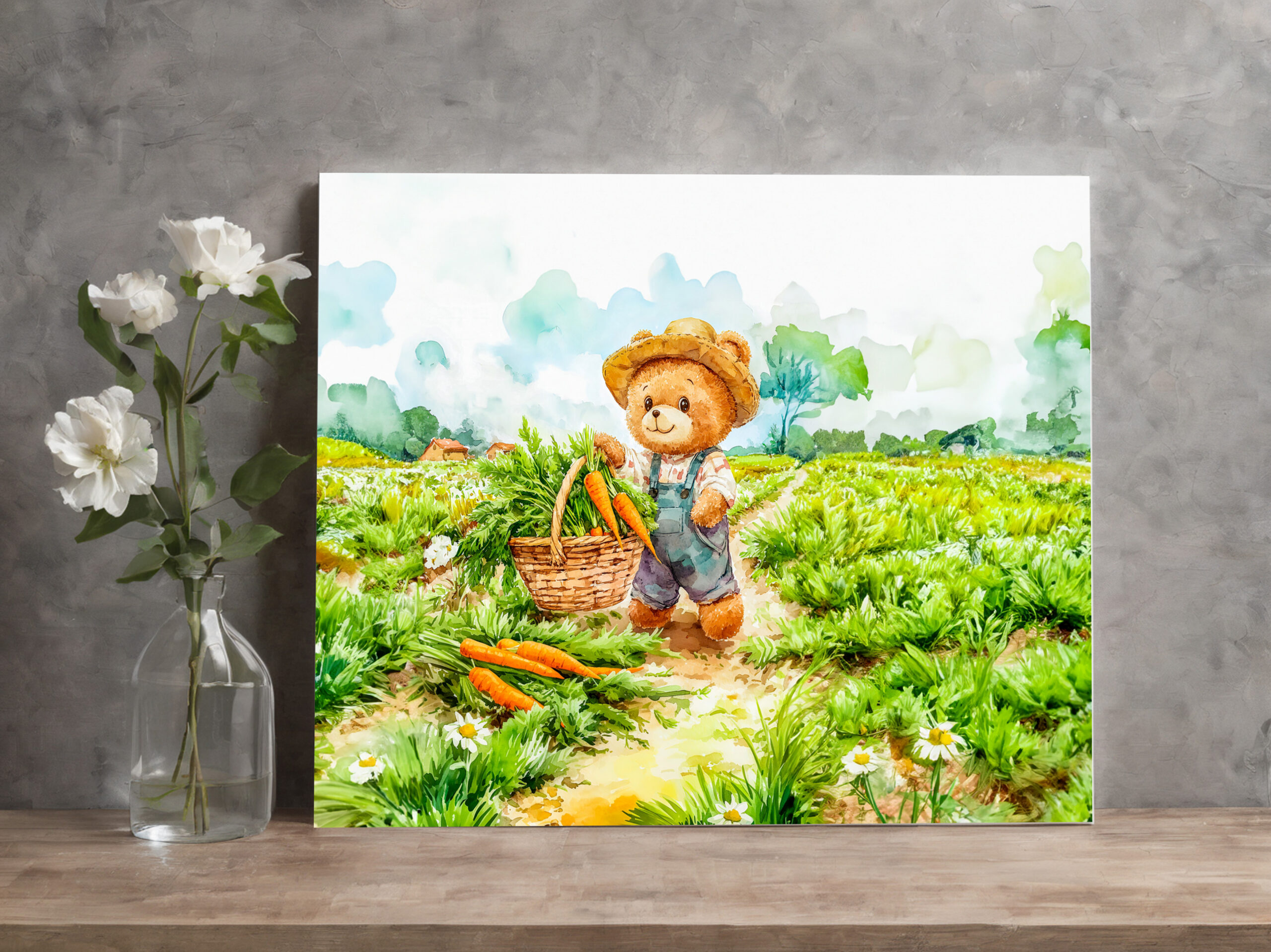 raxxa Canva: Teddy Bear Carrying a Basket of Carrots
