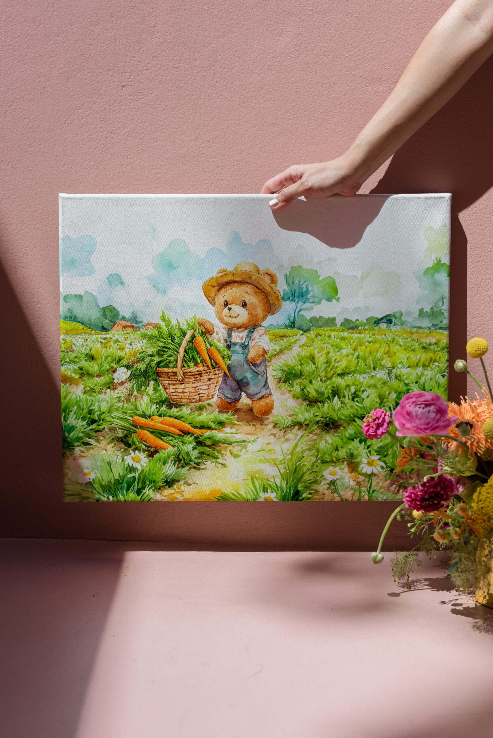 raxxa Canva: Teddy Bear Carrying a Basket of Carrots - Image 3