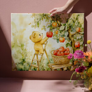 raxxa Canva: Teddy Bear Harvesting Apples with Ladder