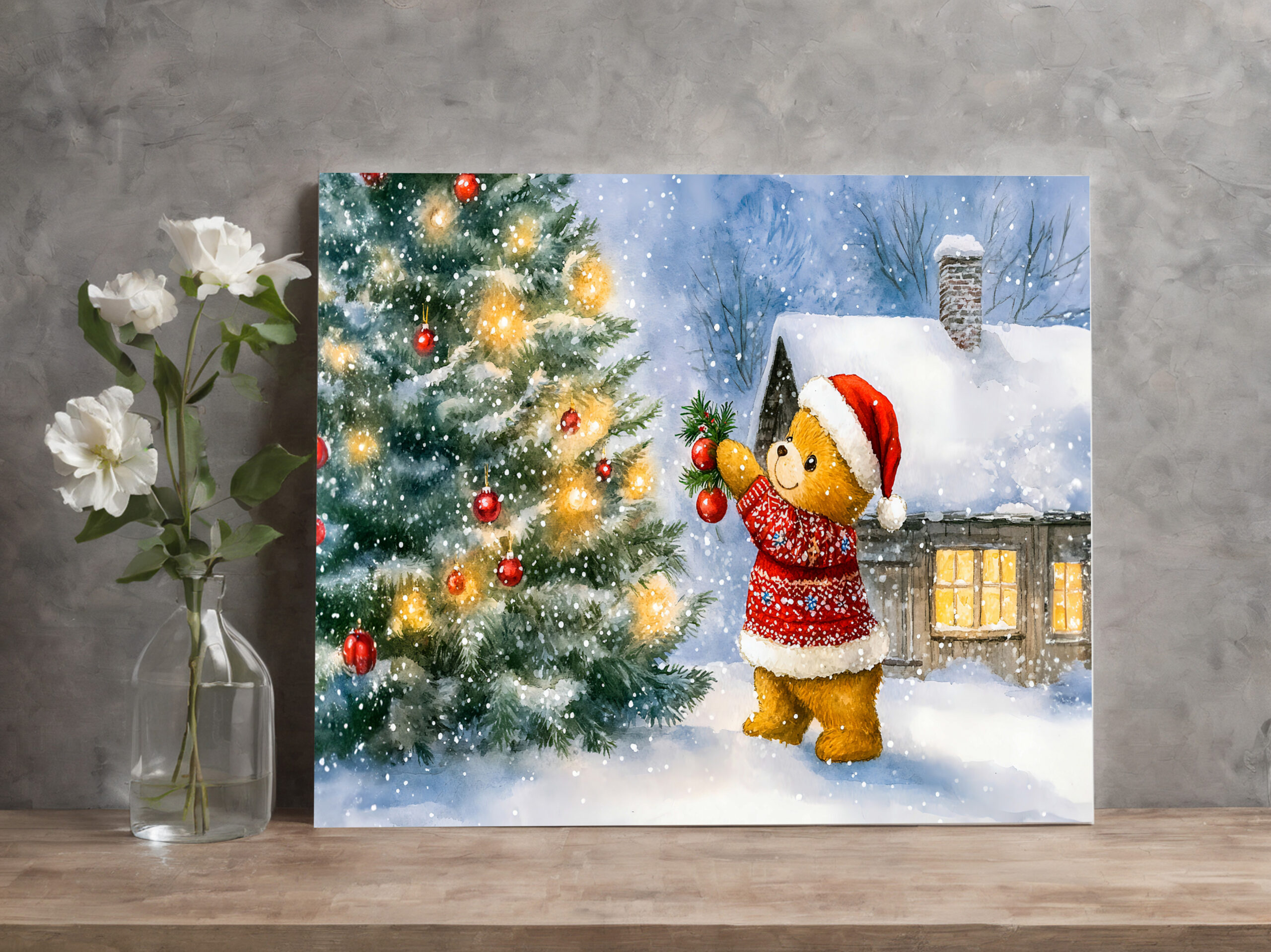 raxxa Canva: Teddy Bear Decorating a Christmas Tree - immagine 3
