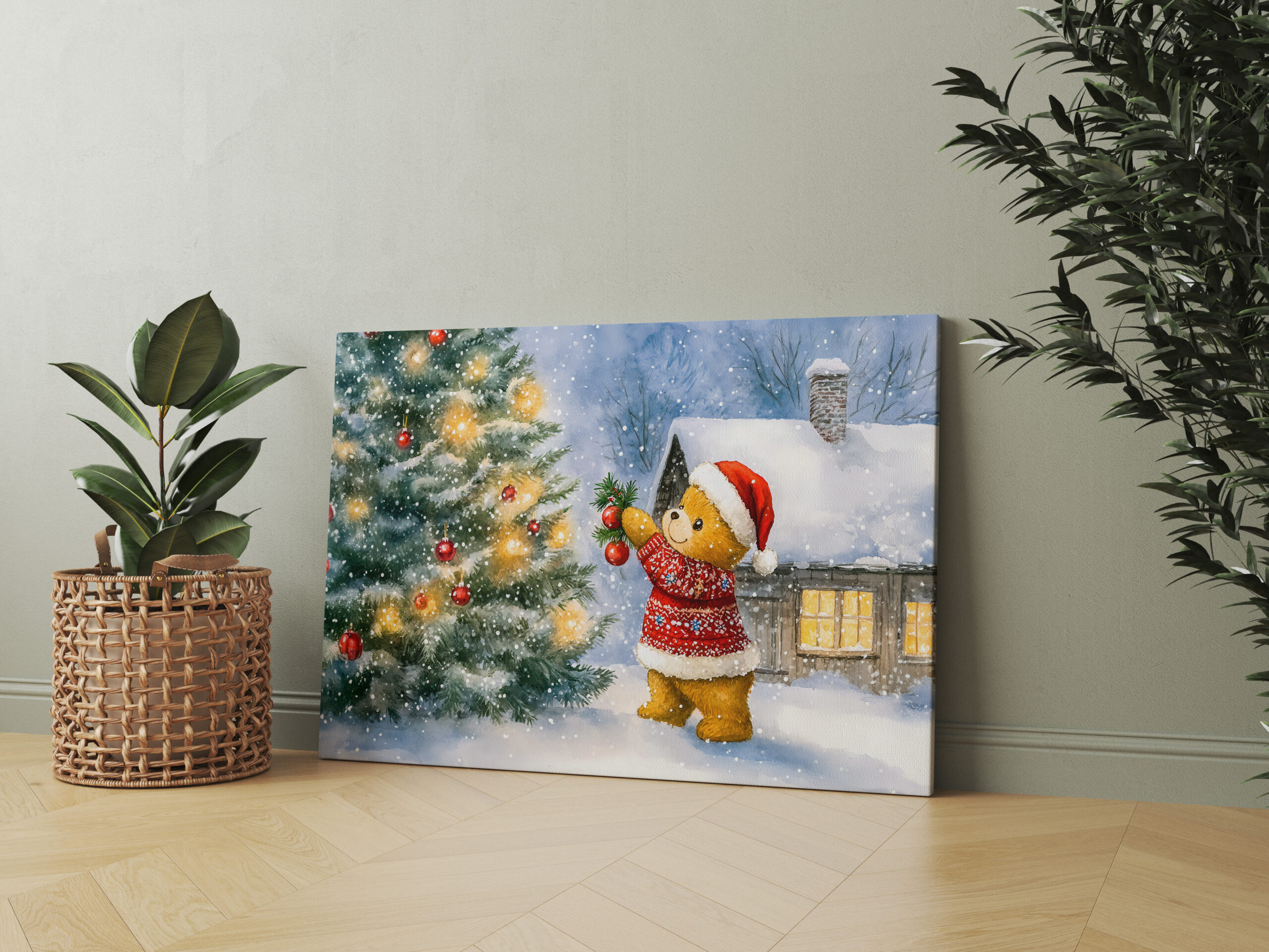 raxxa Canva: Teddy Bear Decorating a Christmas Tree - immagine 2