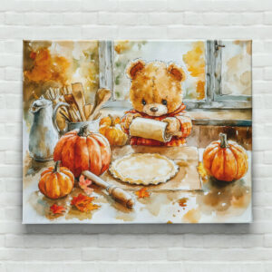 raxxa Canva: Teddy Bear Baking a Pumpkin Pie