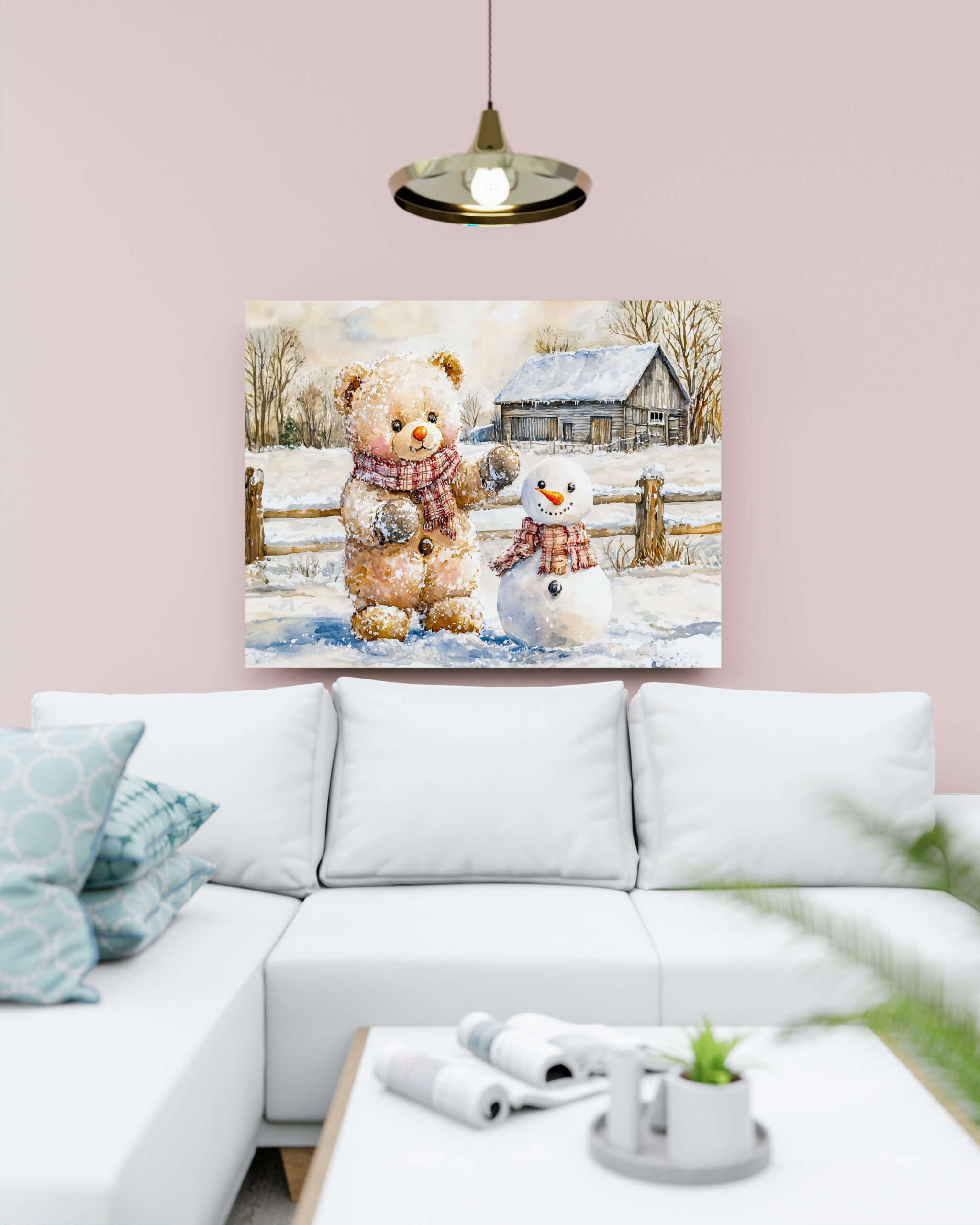 raxxa Canva: Teddy Bear Building a Snowman - immagine 3