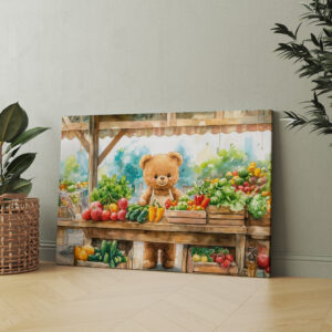 raxxa Canva: Teddy Bear Selling Fruit at Farmers Market