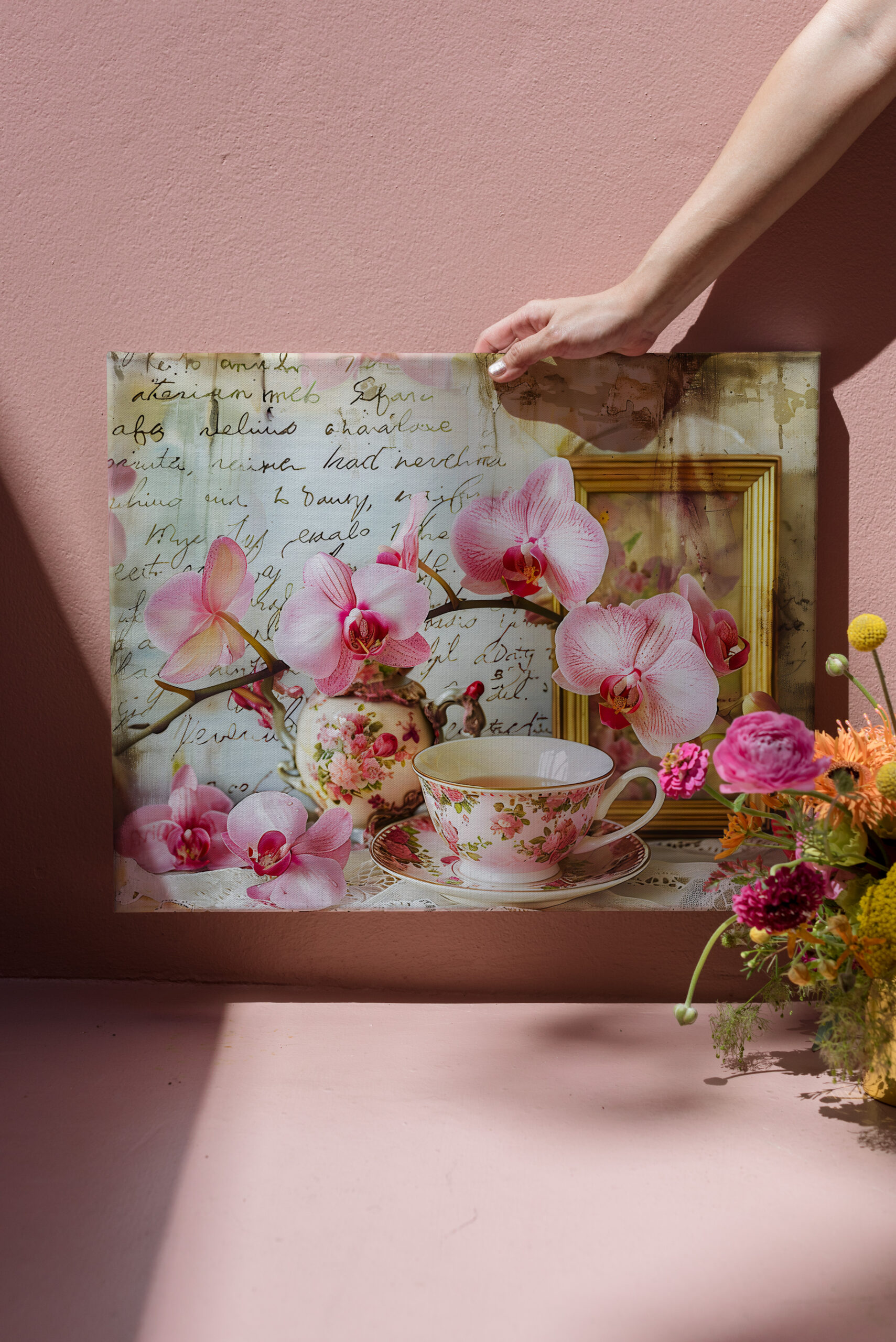 raxxa Canva: Orchids with Teacup and Picture Frame