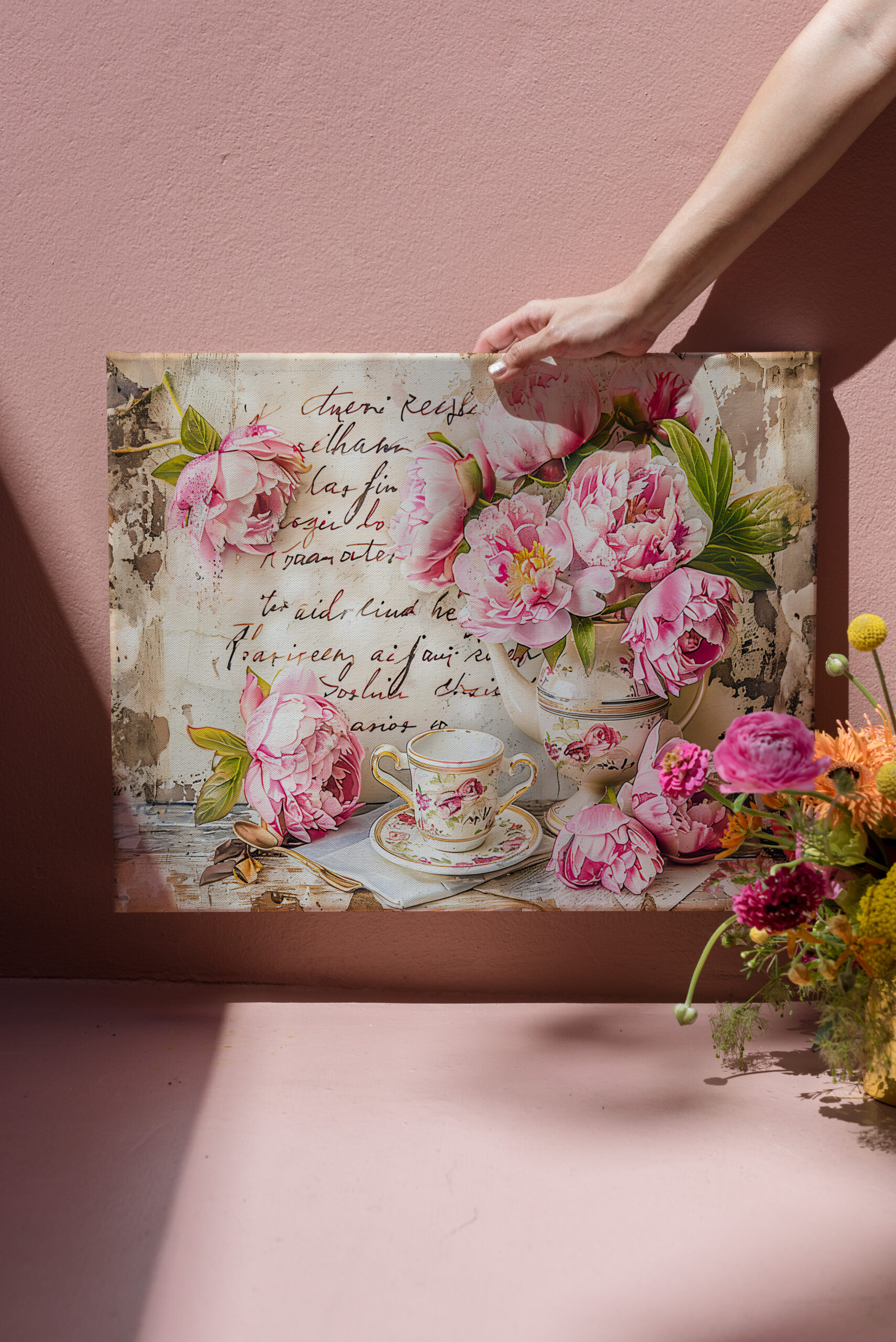 raxxa Canva: Peonies with Tea Cup and Vintage Touch – Image 3