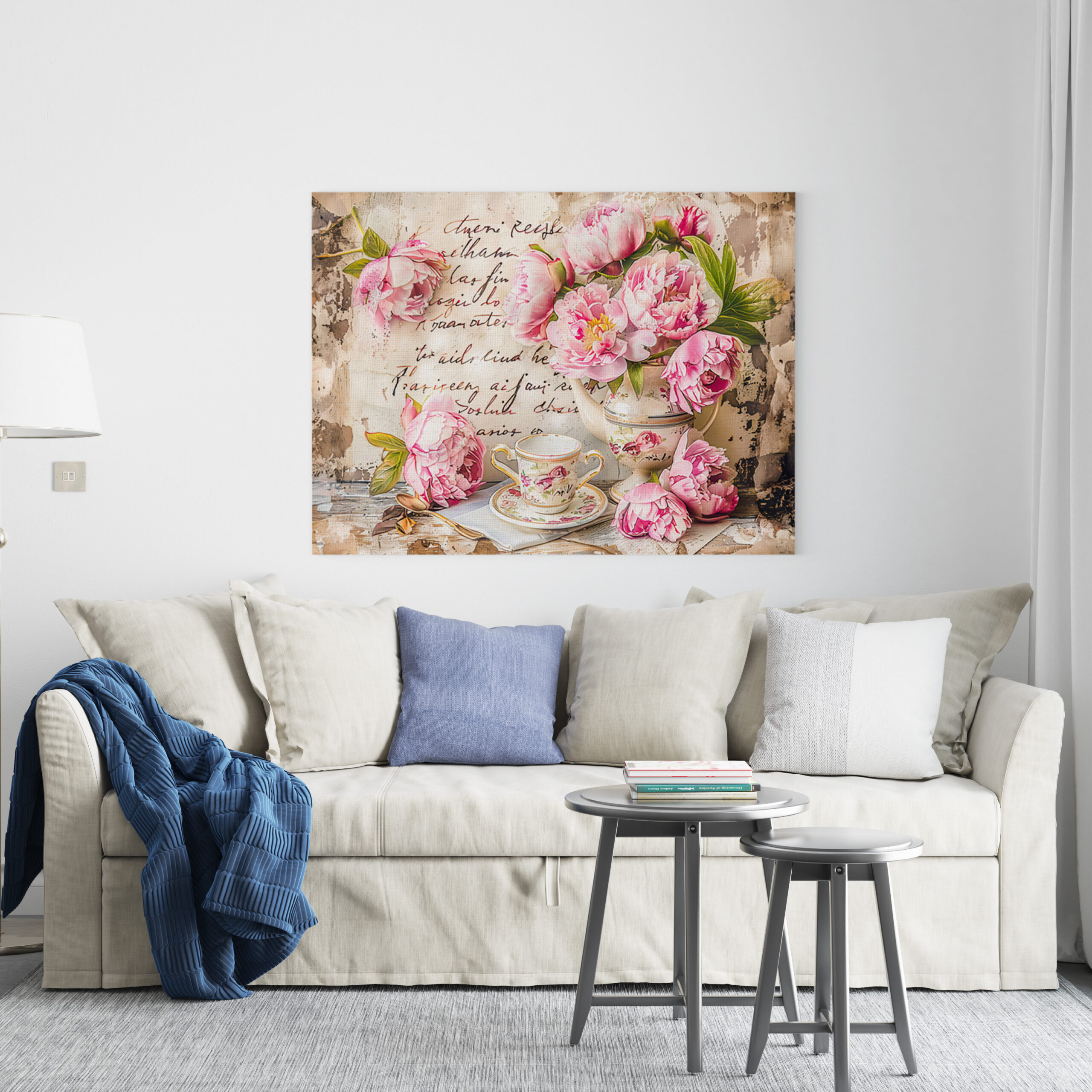 raxxa Canva: Peonies with Tea Cup and Vintage Touch – Image 2