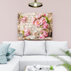 raxxa Canva: Peonies with Tea Cup and Vintage Touch