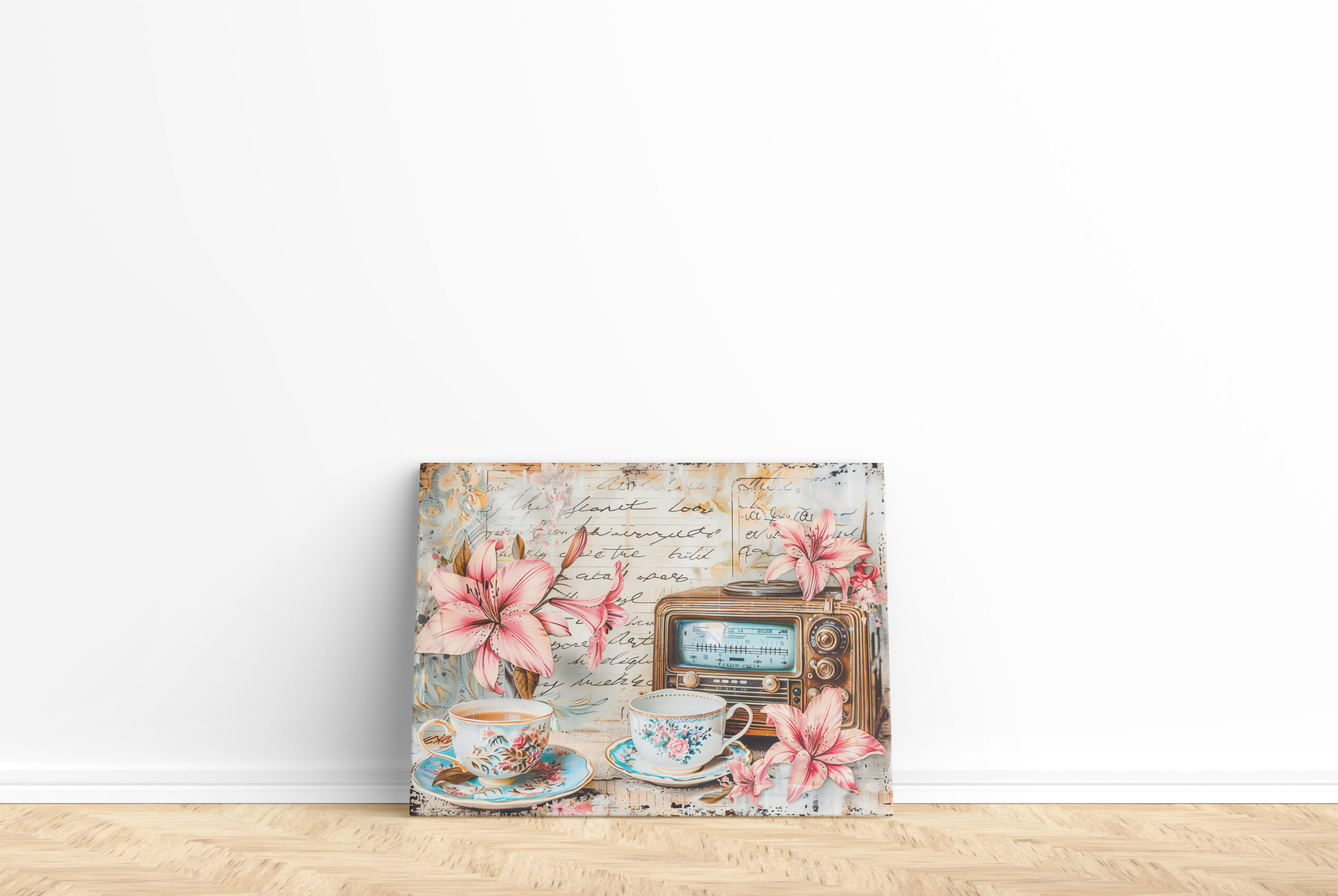 raxxa Canva: Pink Lily with Antique Radio Receiver - Image 2