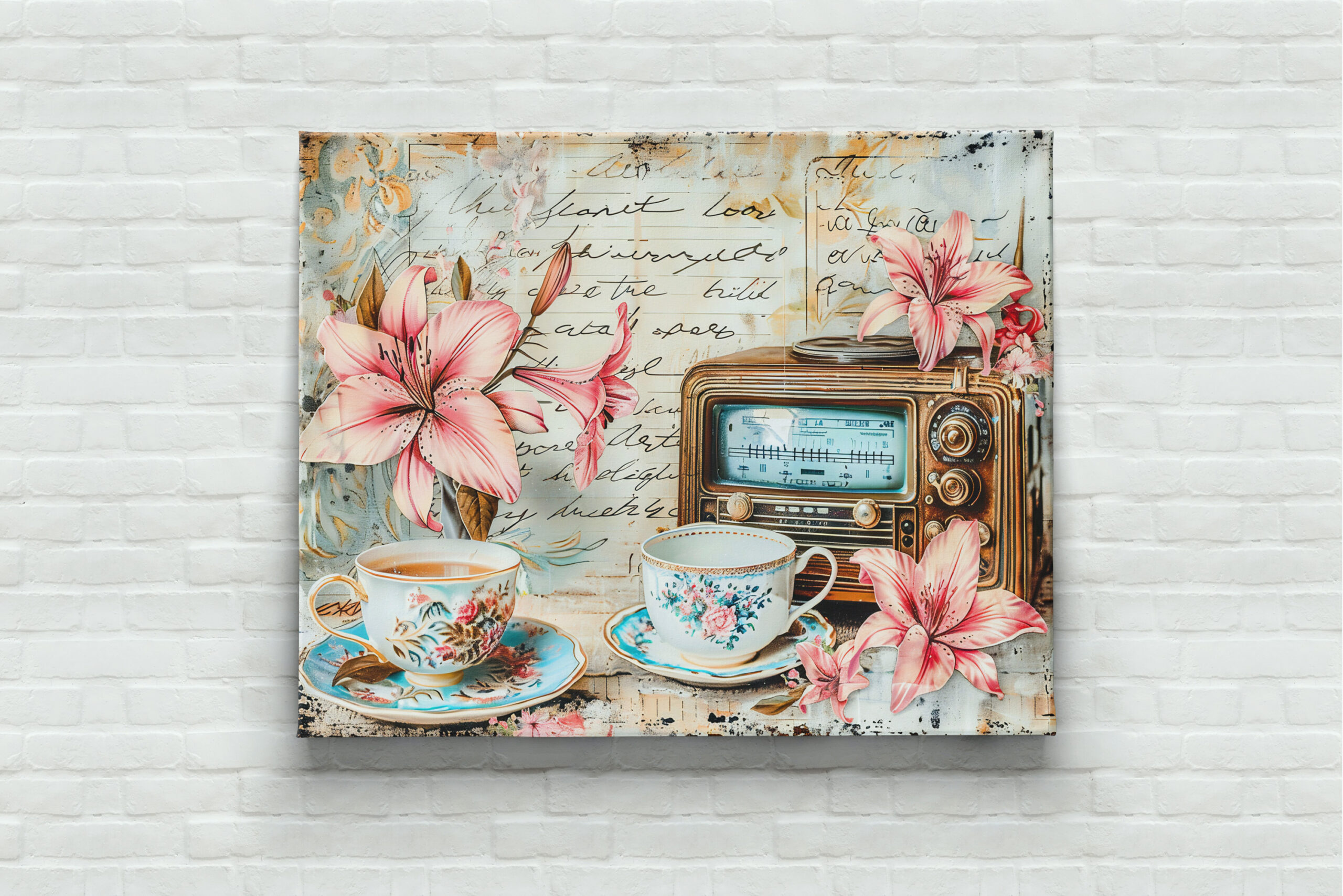 raxxa Canva: Pink Lily with Antique Radio Receiver - Image 3