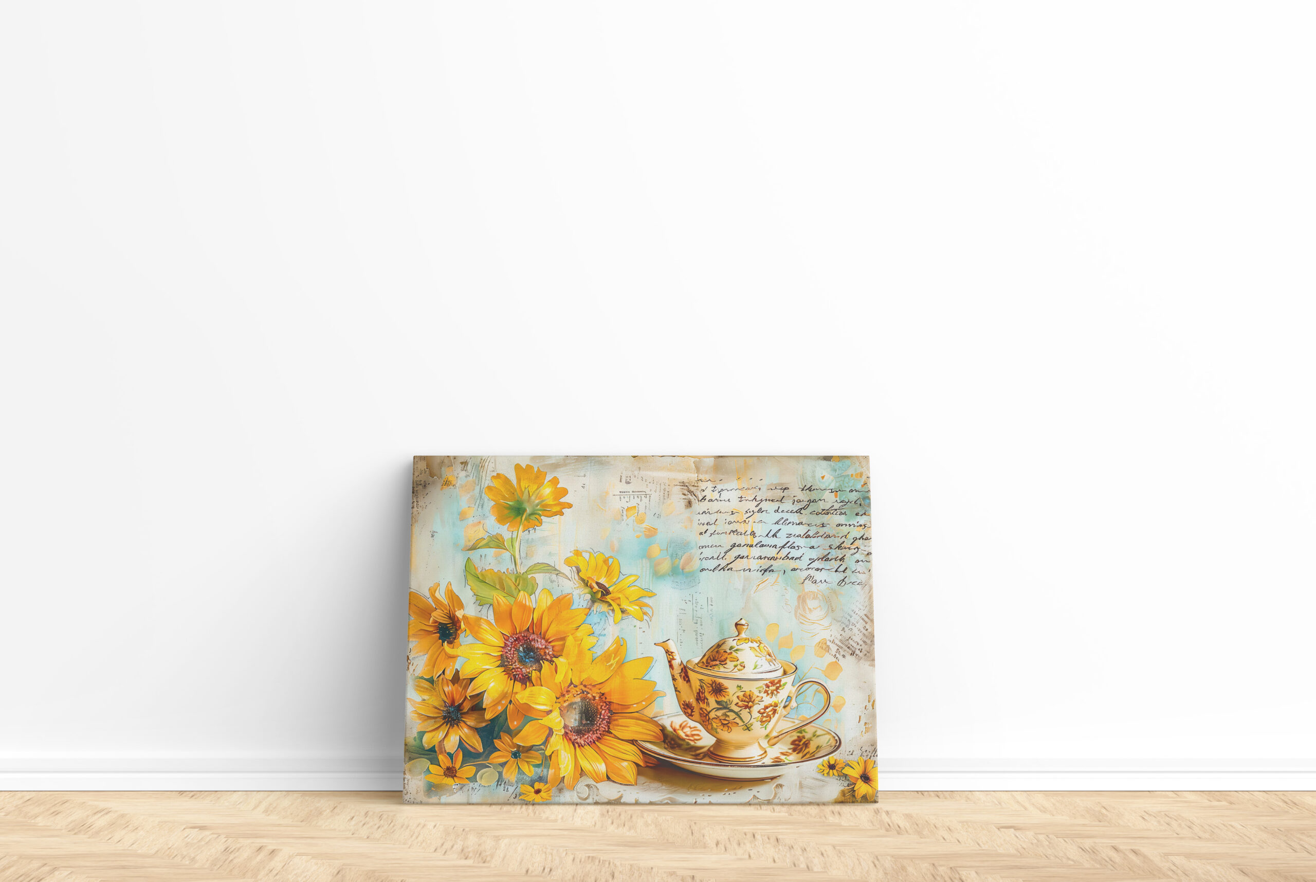 raxxa Canva: Sunflower with Antique Coffee Pot and Fantasy Script – Image 2