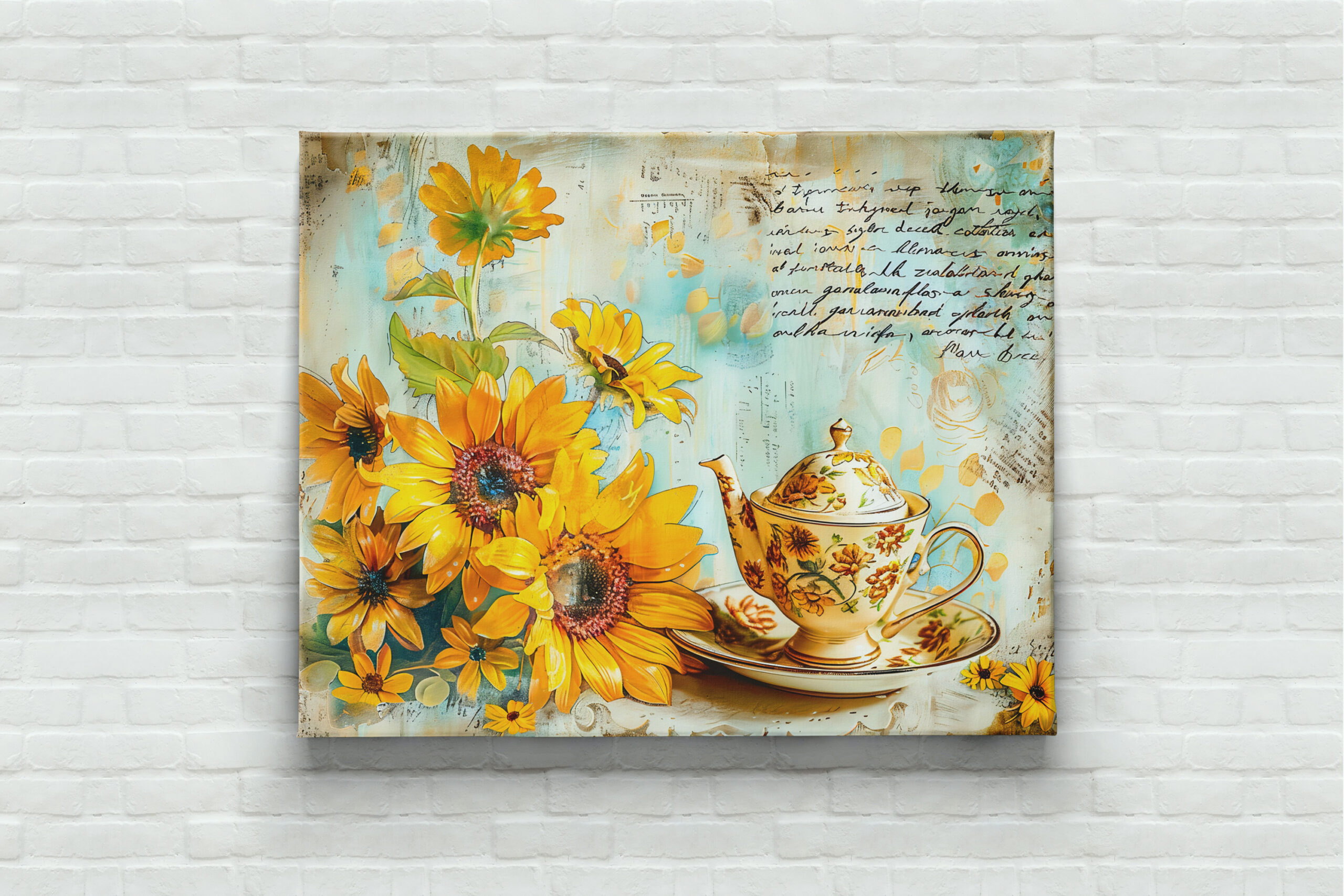 raxxa Canva: Sunflower with Antique Coffee Pot and Fantasy Script – Image 3