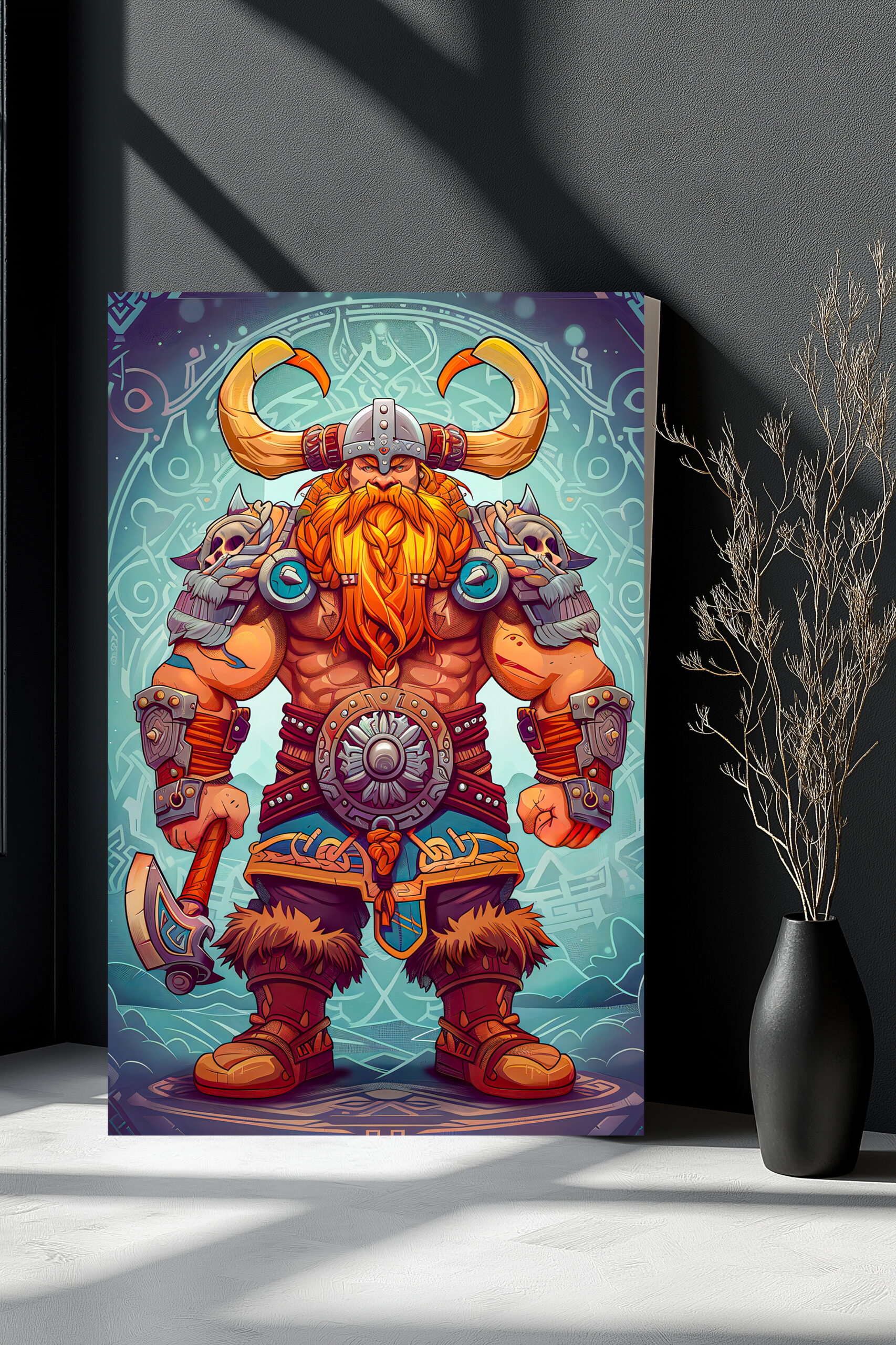 raxxa Canva: Viking Illustration Of Haunted Longship Sailing Through Misty Fjord – Bild 3