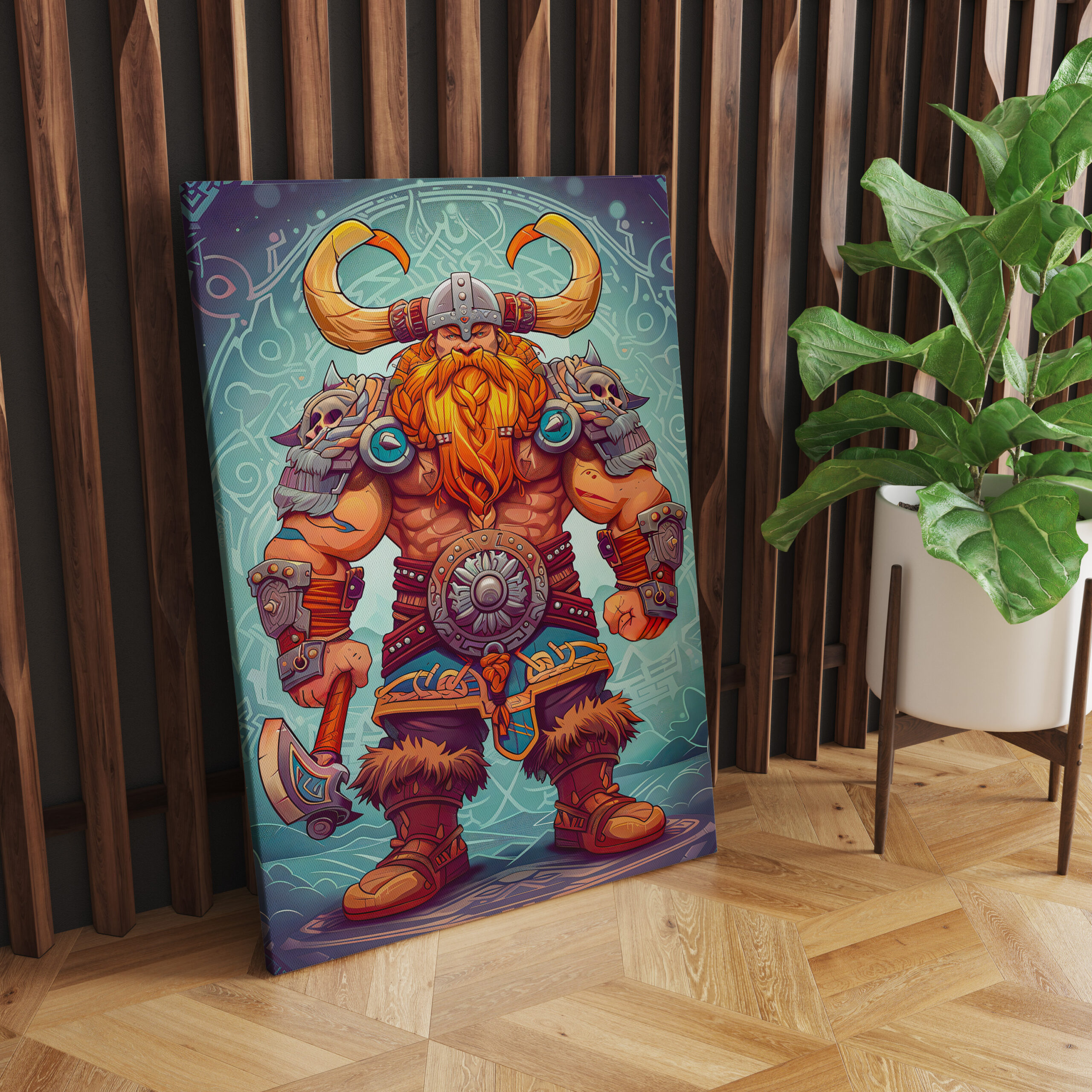 raxxa Canva: Viking Illustration Of Haunted Longship Sailing Through Misty Fjord – Bild 2