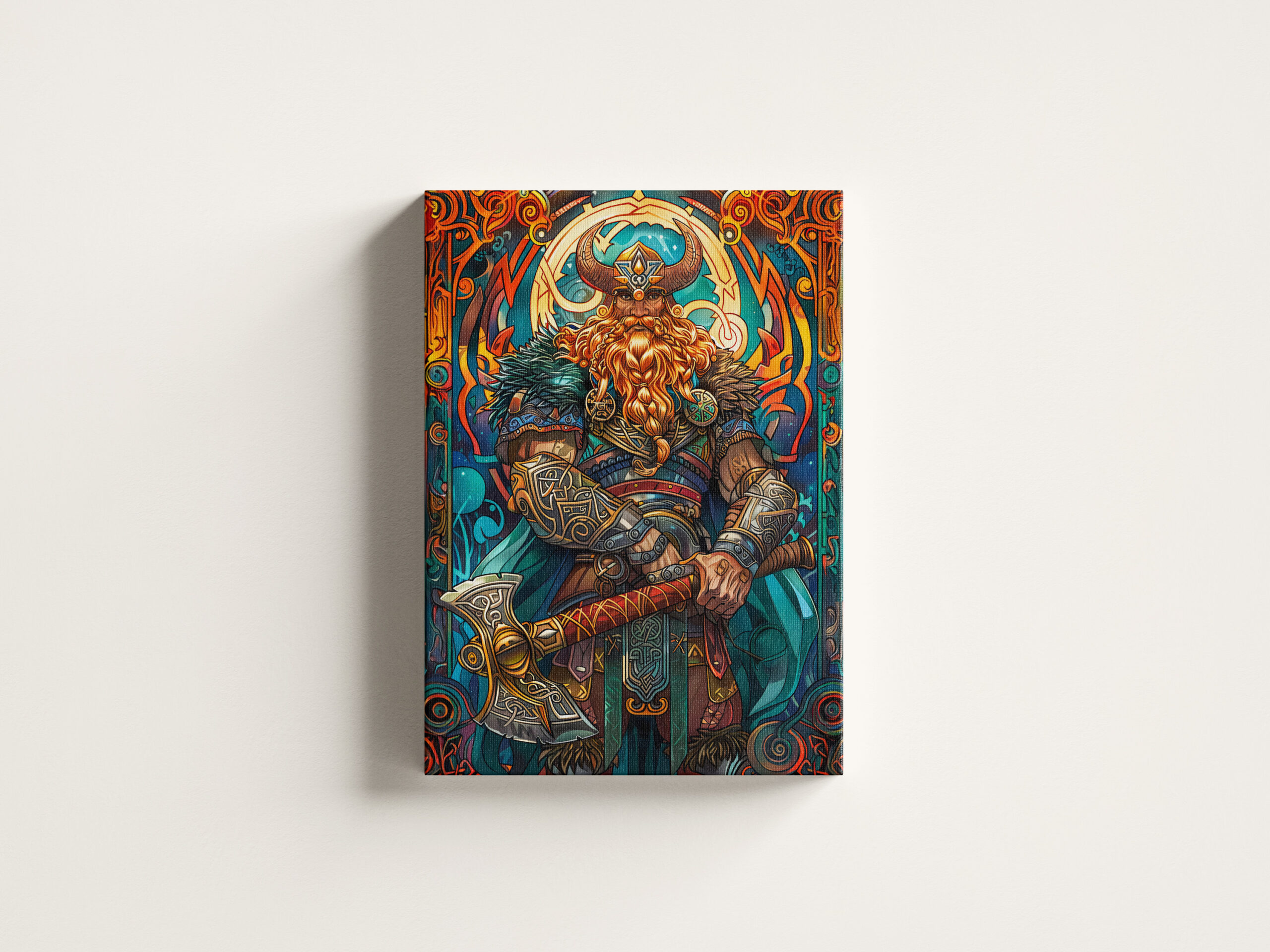 raxxa Canva: Viking Illustration Of Nine Worlds Saga Through Cosmic Yggdrasil Realms – Bild 3
