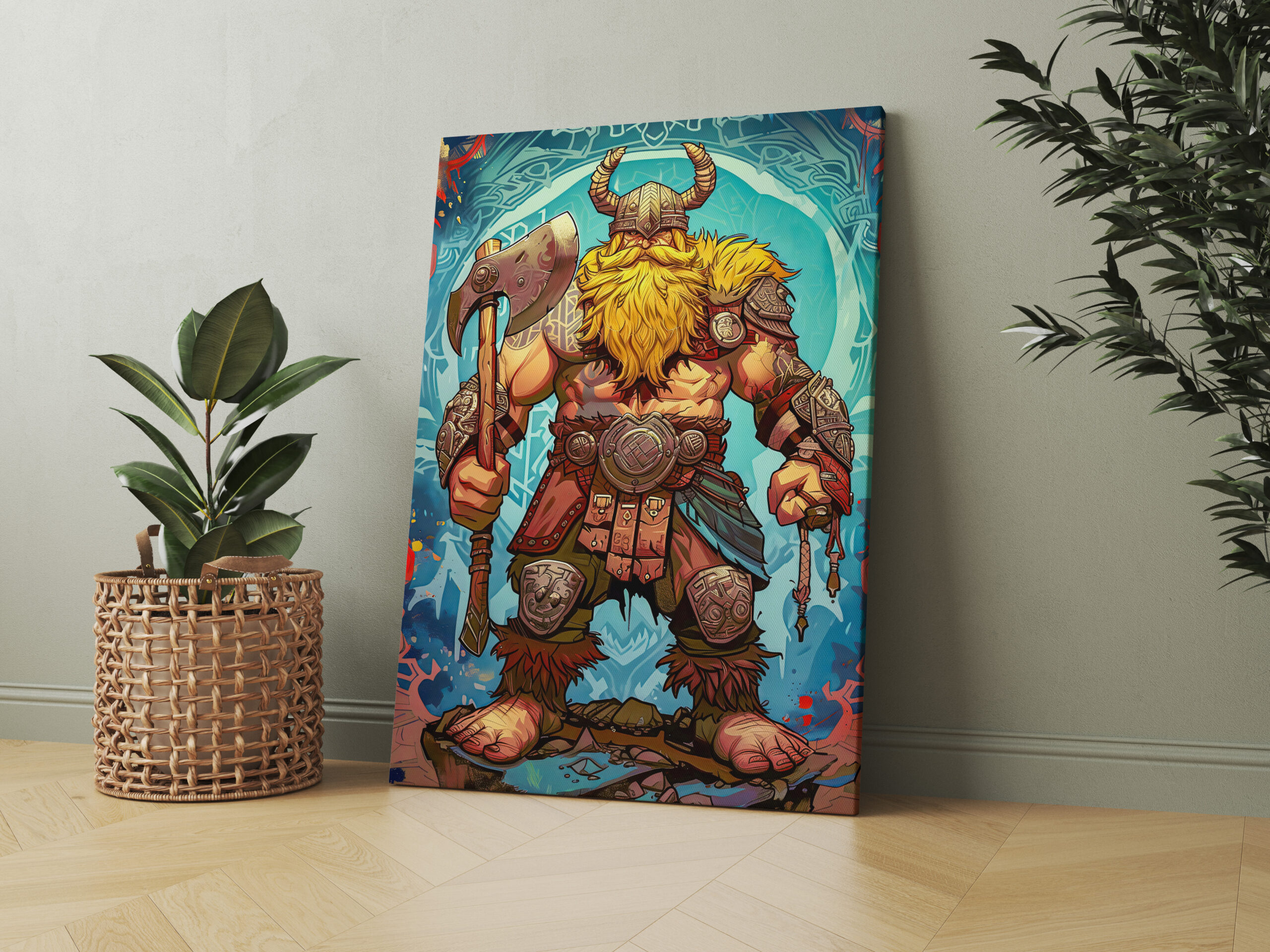raxxa Canva: Viking Illustration Of Duel Between Brothers In Fiery Arena – Image 2