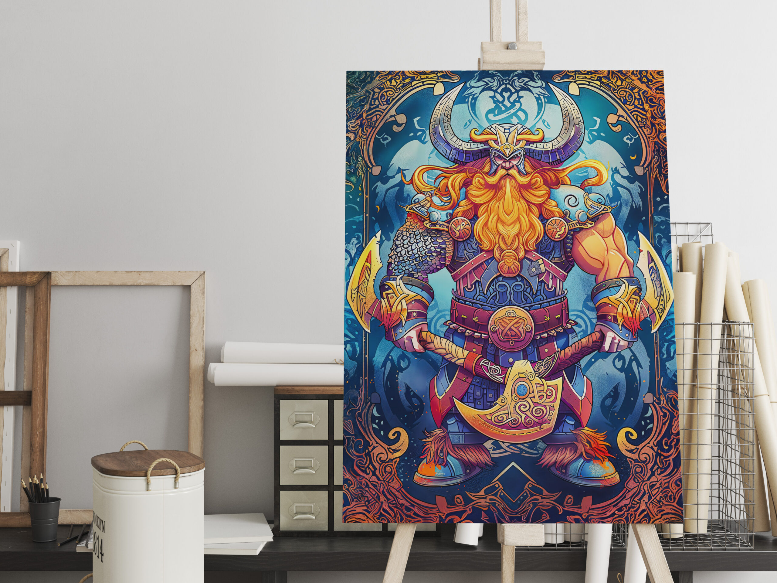 raxxa Canva: Viking Illustration Of Fallen Hammer Reforged In Fiery Blacksmith Forge
