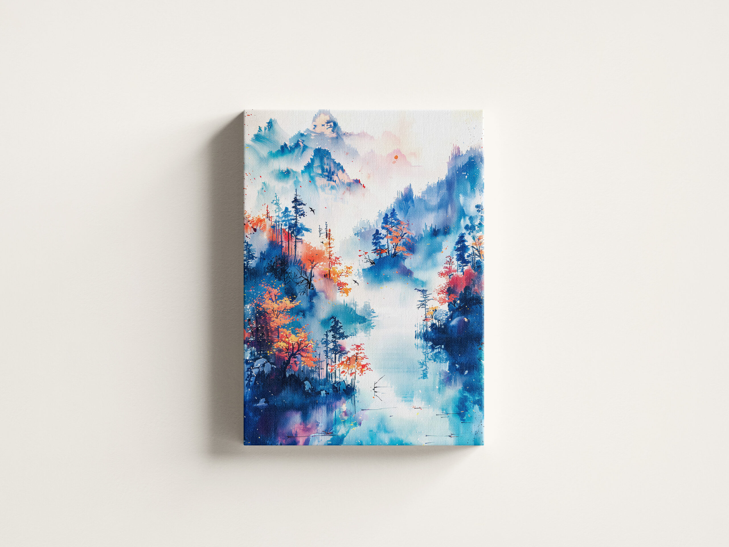 raxxa Canva: Autumn Landscape With Colorful Trees, River And Misty Mountain Panorama In Chinese Ink – Bild 3