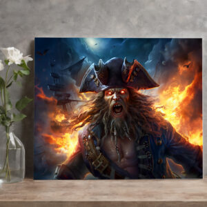 raxxa Canva: Fantasy Painting Flaming Pirate in Battle Scene