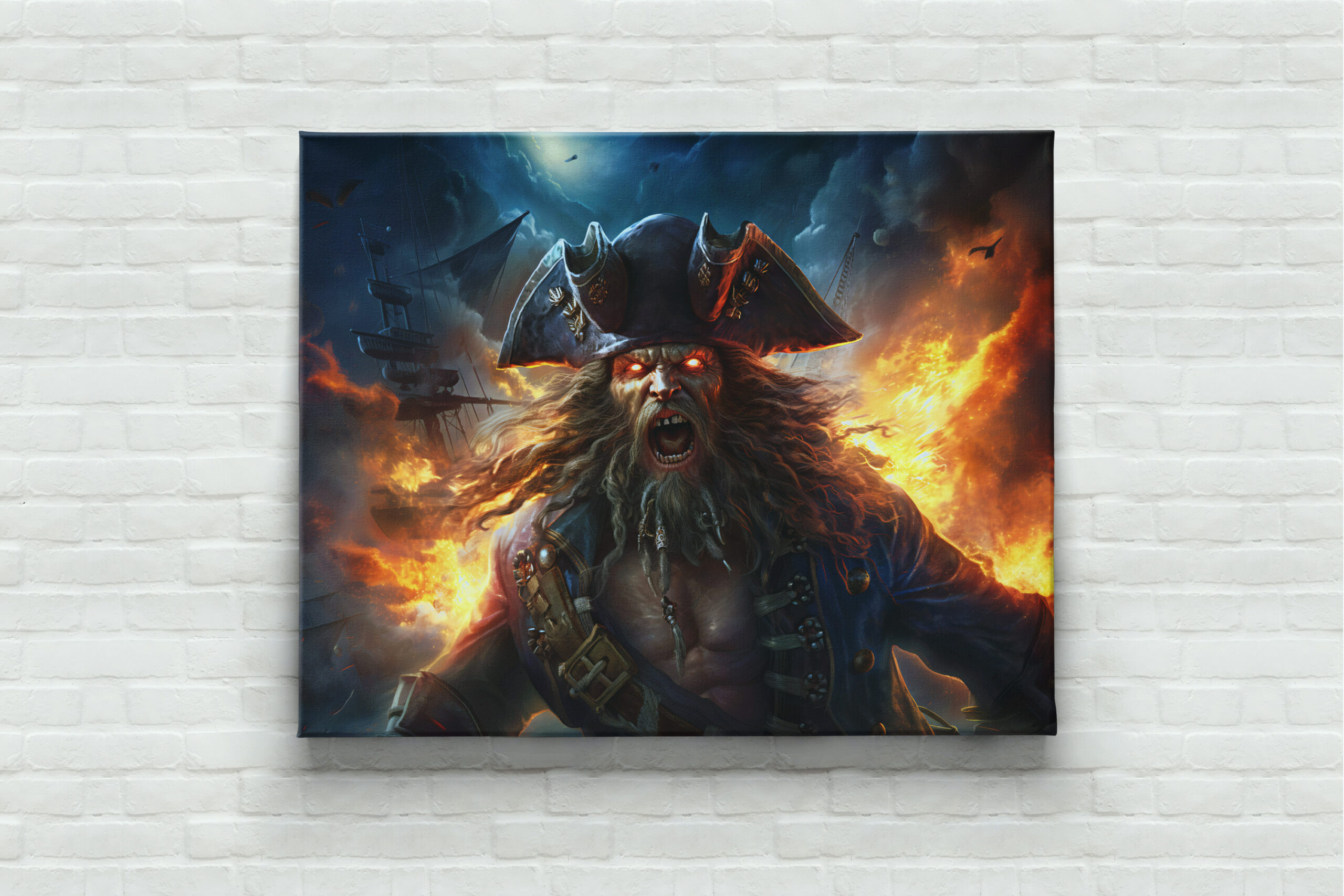 raxxa Canva: Fantasy Painting Flaming Pirate in Battle Scene – Image 3