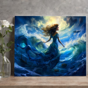 raxxa Canva: Siren Emerging from Glowing Sea Fantasy Painting