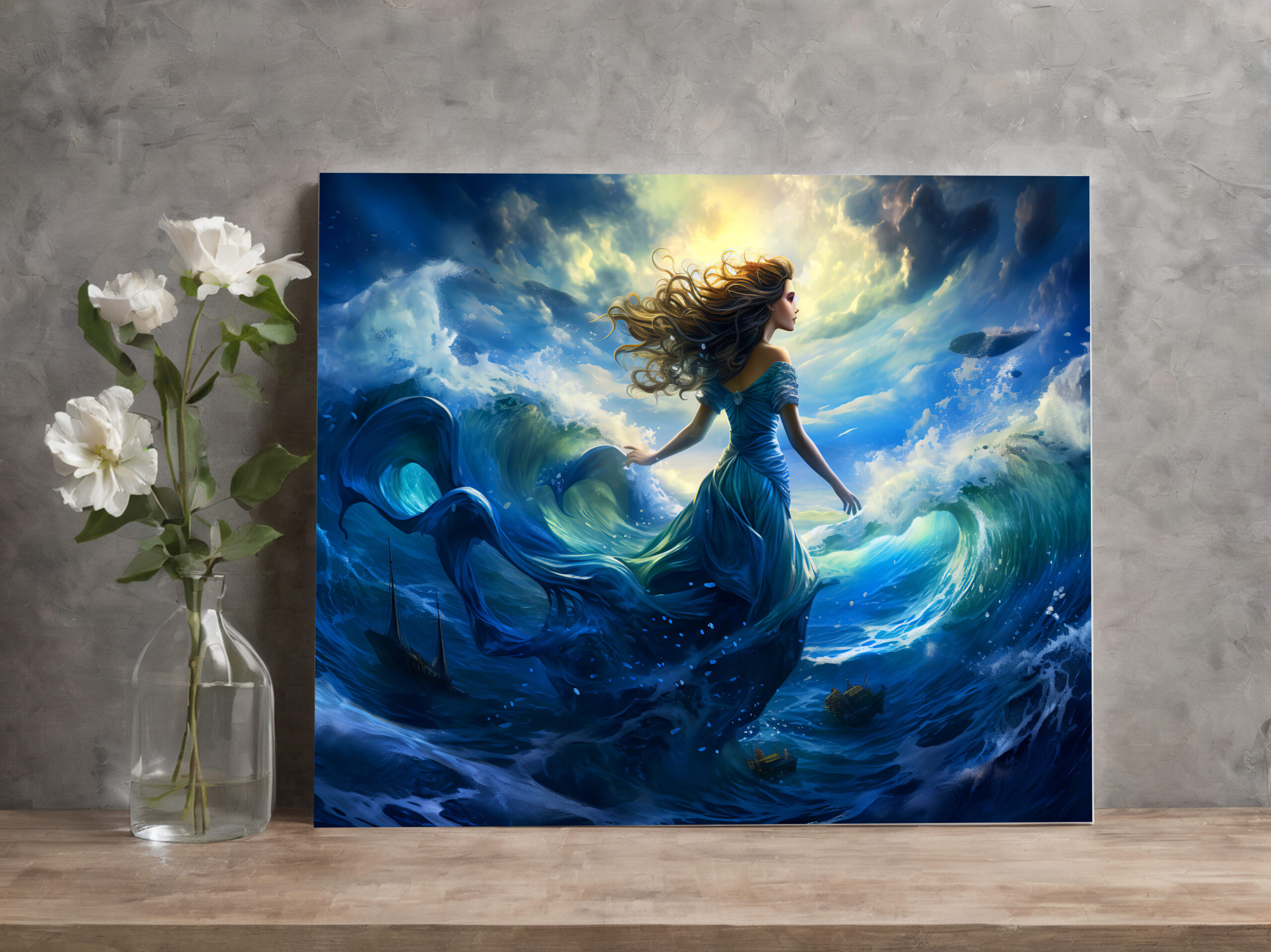 raxxa Canva: Siren Emerging from Glowing Sea Fantasy Painting