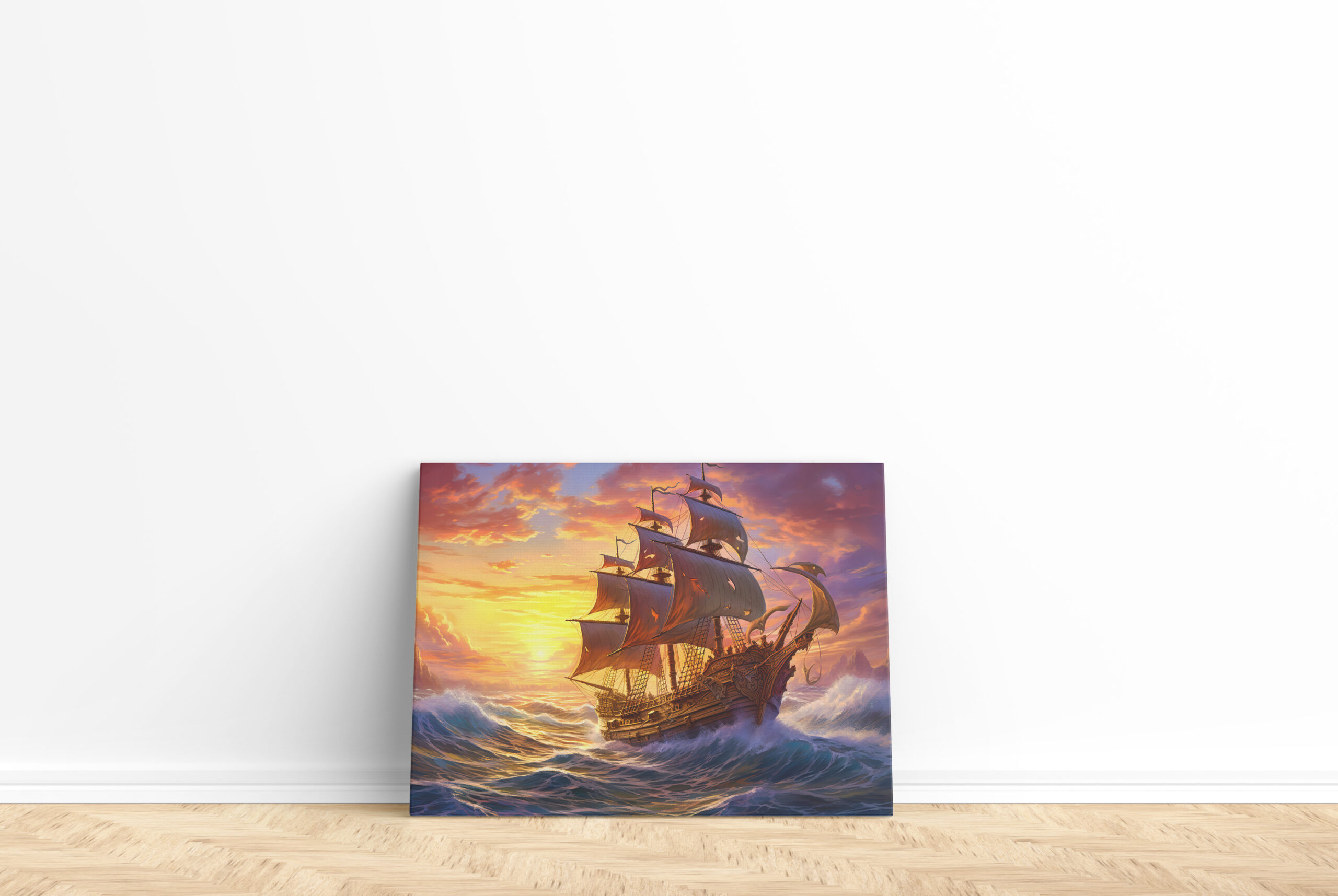 raxxa Canva: Ship in Golden Sunset Storm Fantasy Painting – Bild 2