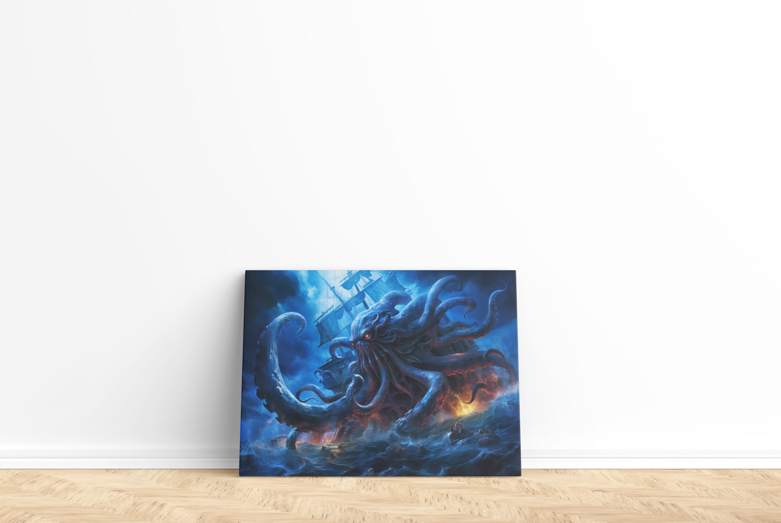 raxxa Canva: Fantasy Painting Kraken Attacking Ship at Sea - Image 2